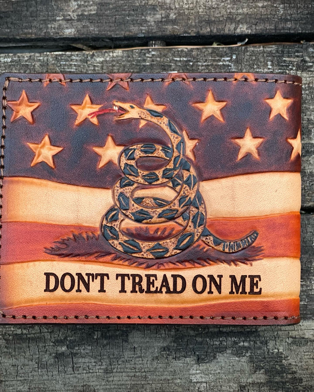 Patriot Bifold / Eagle / We the People / Don't tread on me / American Flag hand tooled / handmade premium leather wallet