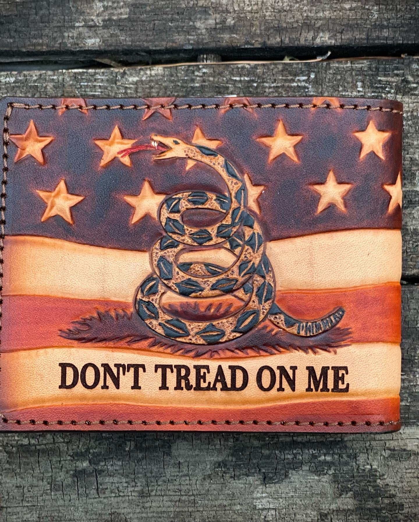 Patriot Bifold / Eagle / We the People / Don't tread on me / American Flag hand tooled / handmade premium leather wallet