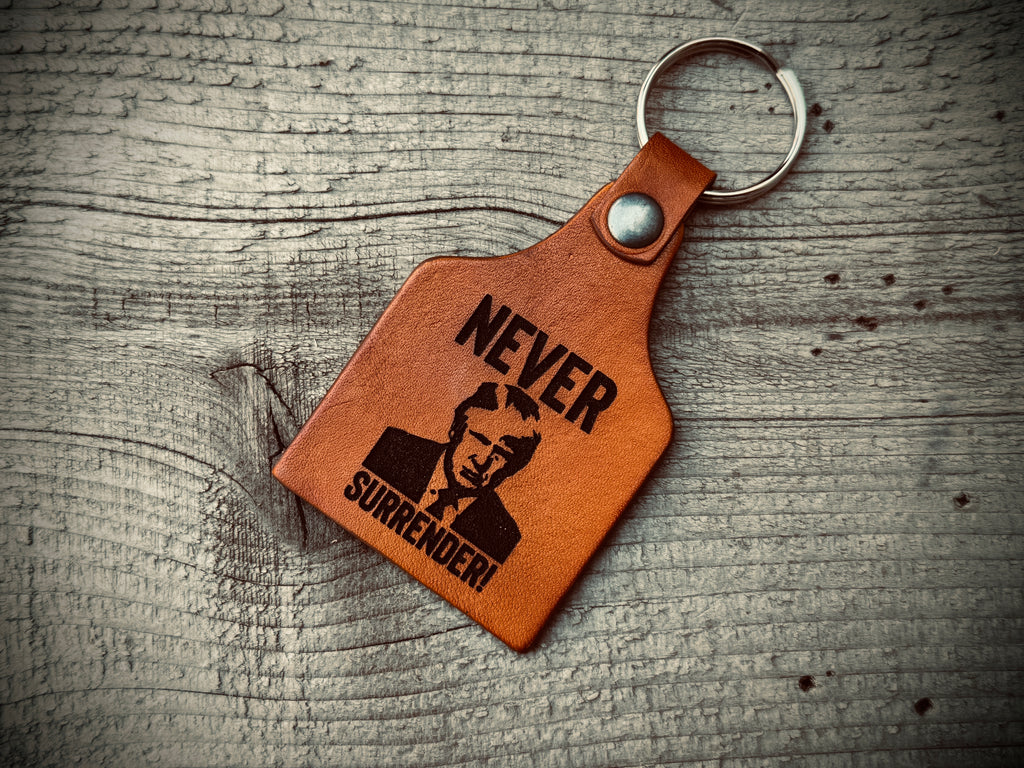Never Surrender / 47 Leather Key Chain - double side