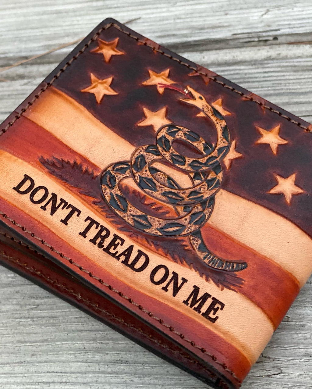 Patriot Bifold / Eagle / We the People / Don't tread on me / American Flag hand tooled / handmade premium leather wallet