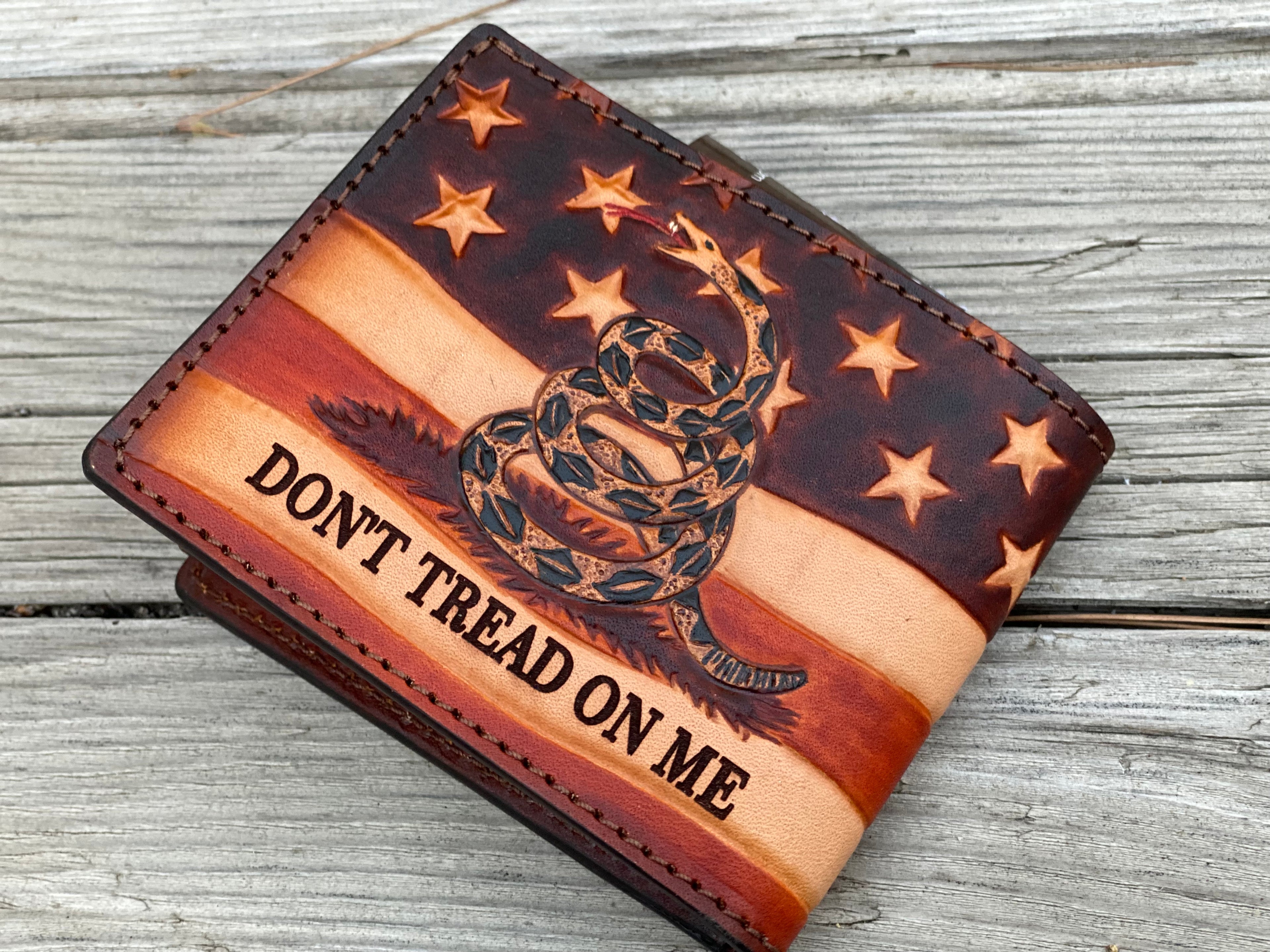 Patriot Bifold / Eagle / We the People / Don't tread on me / American Flag hand tooled / handmade premium leather wallet
