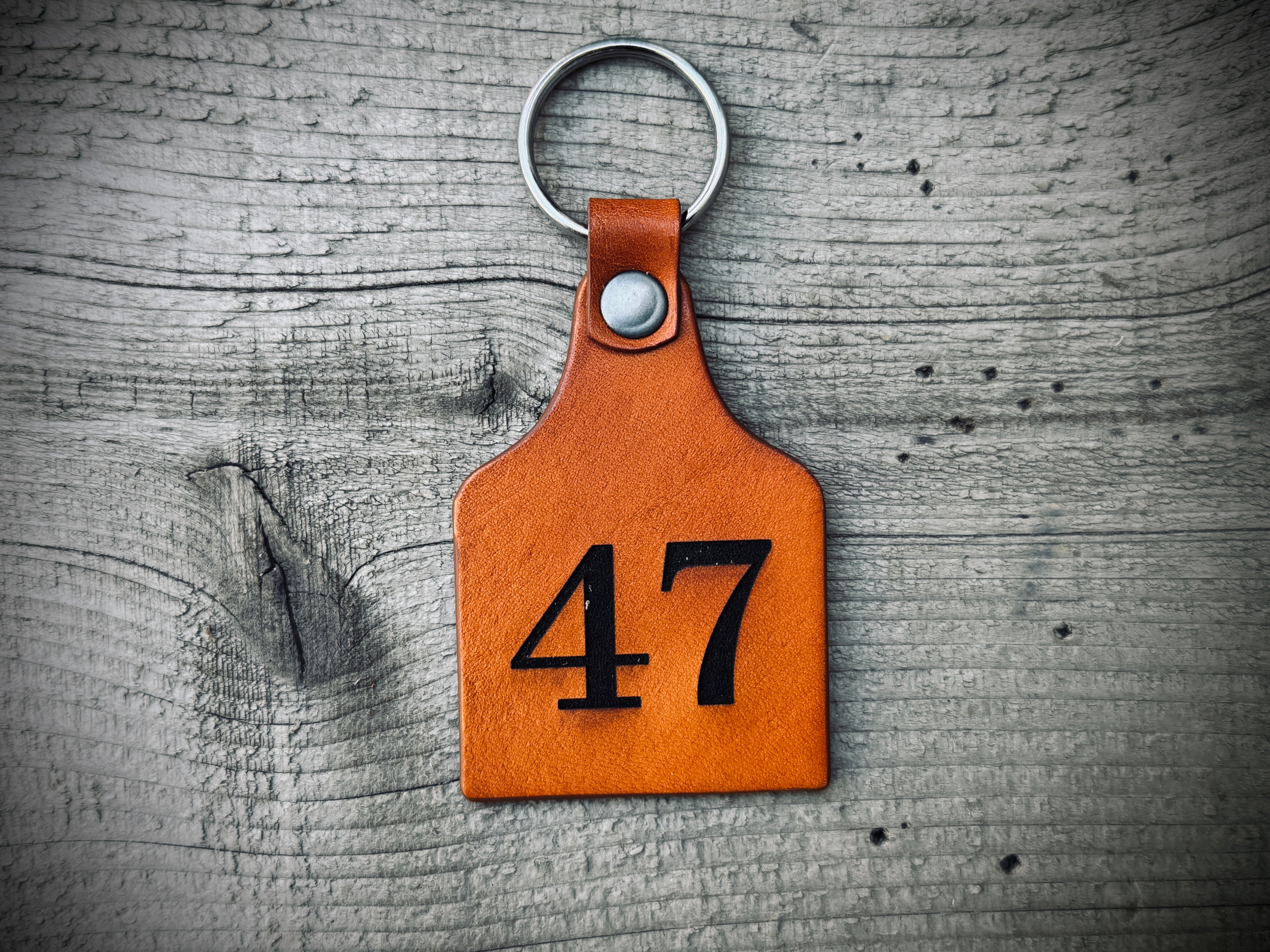 Never Surrender / 47 Leather Key Chain - double side