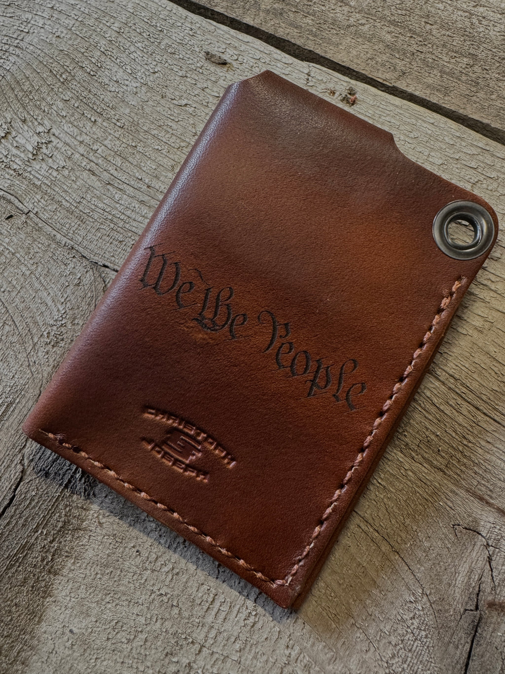 Patriot Gear - DTOM Laser Engraved Minimalist credit card leather wallet - front or back pocket / made in USA
