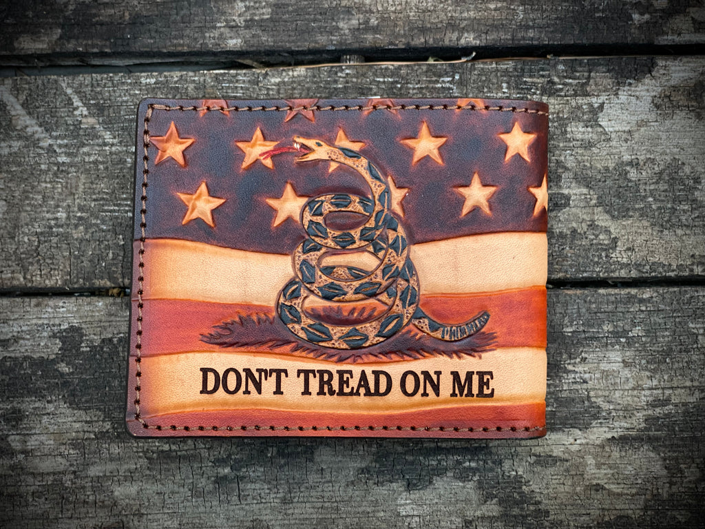 Patriot Bifold / Eagle / We the People / Don't tread on me / American Flag hand tooled / handmade premium leather wallet