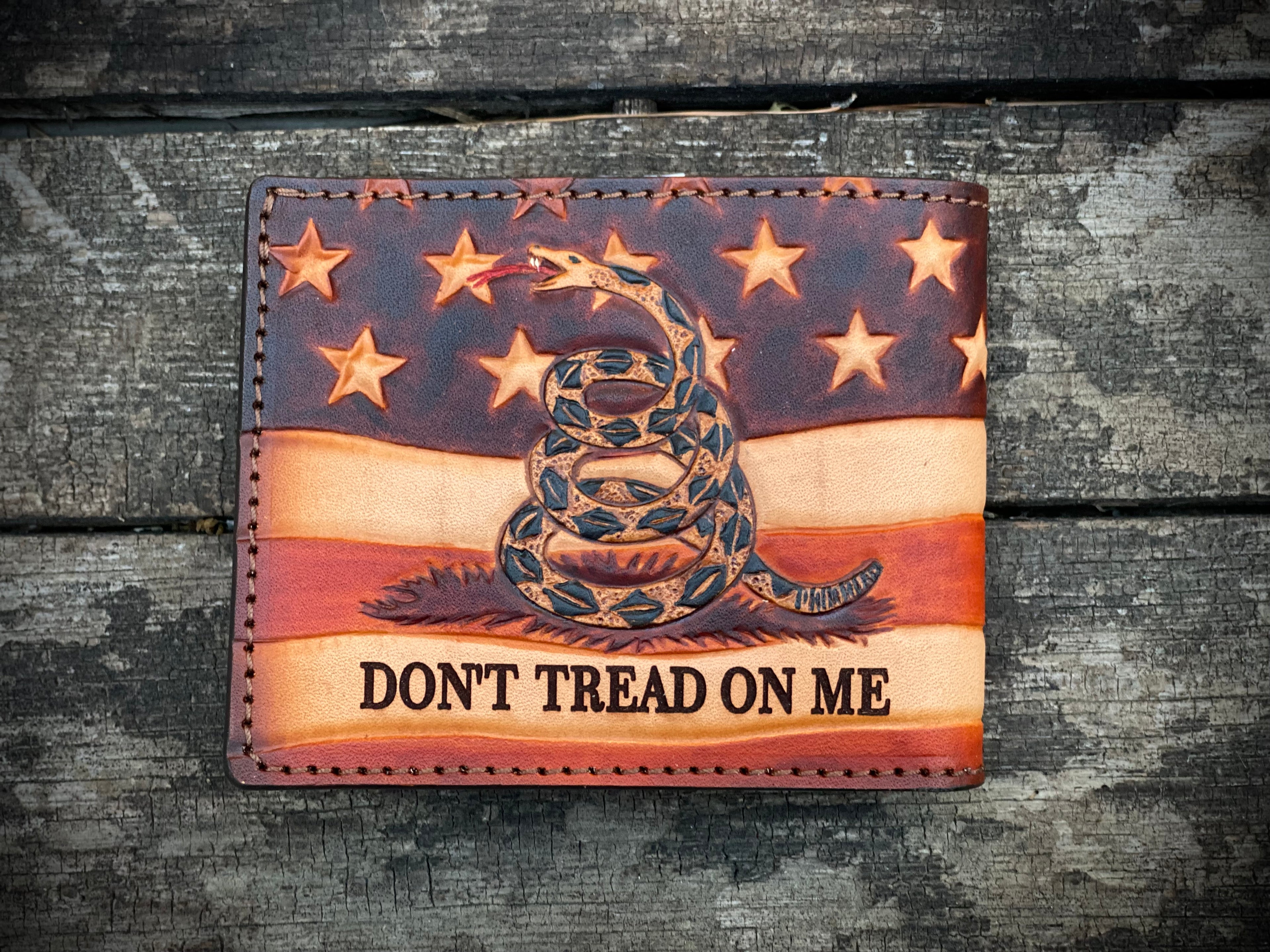 Patriot Bifold / Eagle / We the People / Don't tread on me / American Flag hand tooled / handmade premium leather wallet