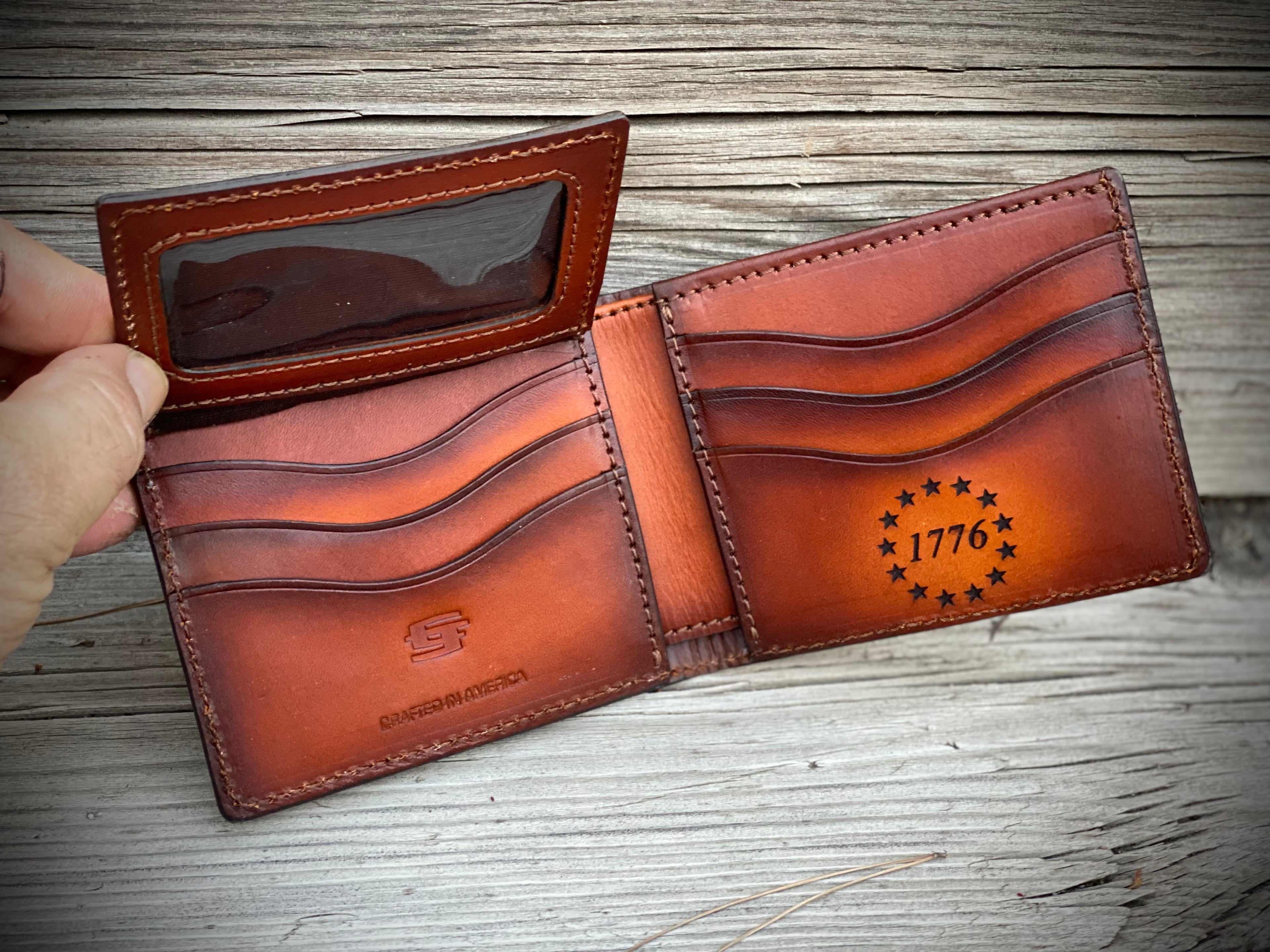 Patriot Bifold / Eagle / We the People / Don't tread on me / American Flag hand tooled / handmade premium leather wallet