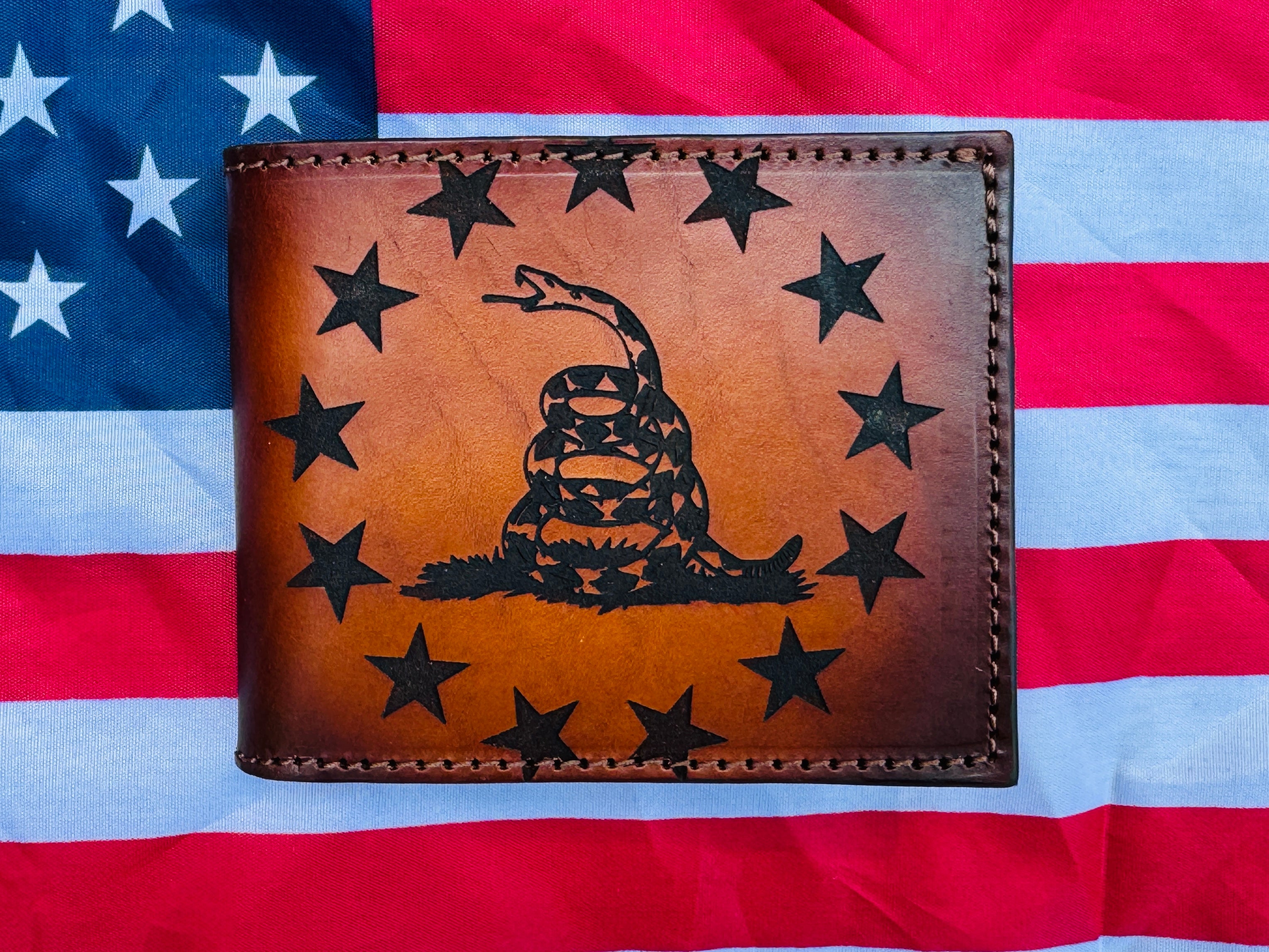 Liberty Legacy Bifold- premium custom edition laser engraved leather wallet / We The People / 1776 / Don't Tread on Me