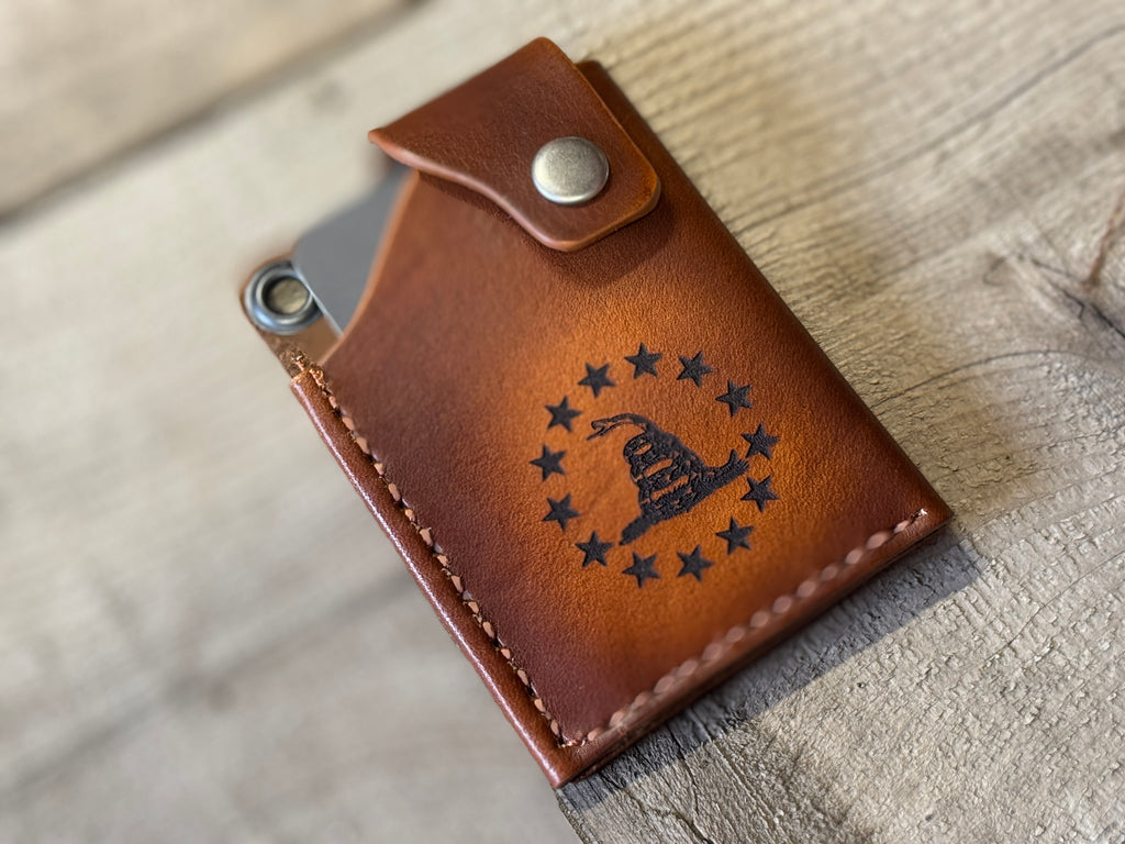 Patriot Gear - DTOM Laser Engraved Minimalist credit card leather wallet - front or back pocket / made in USA