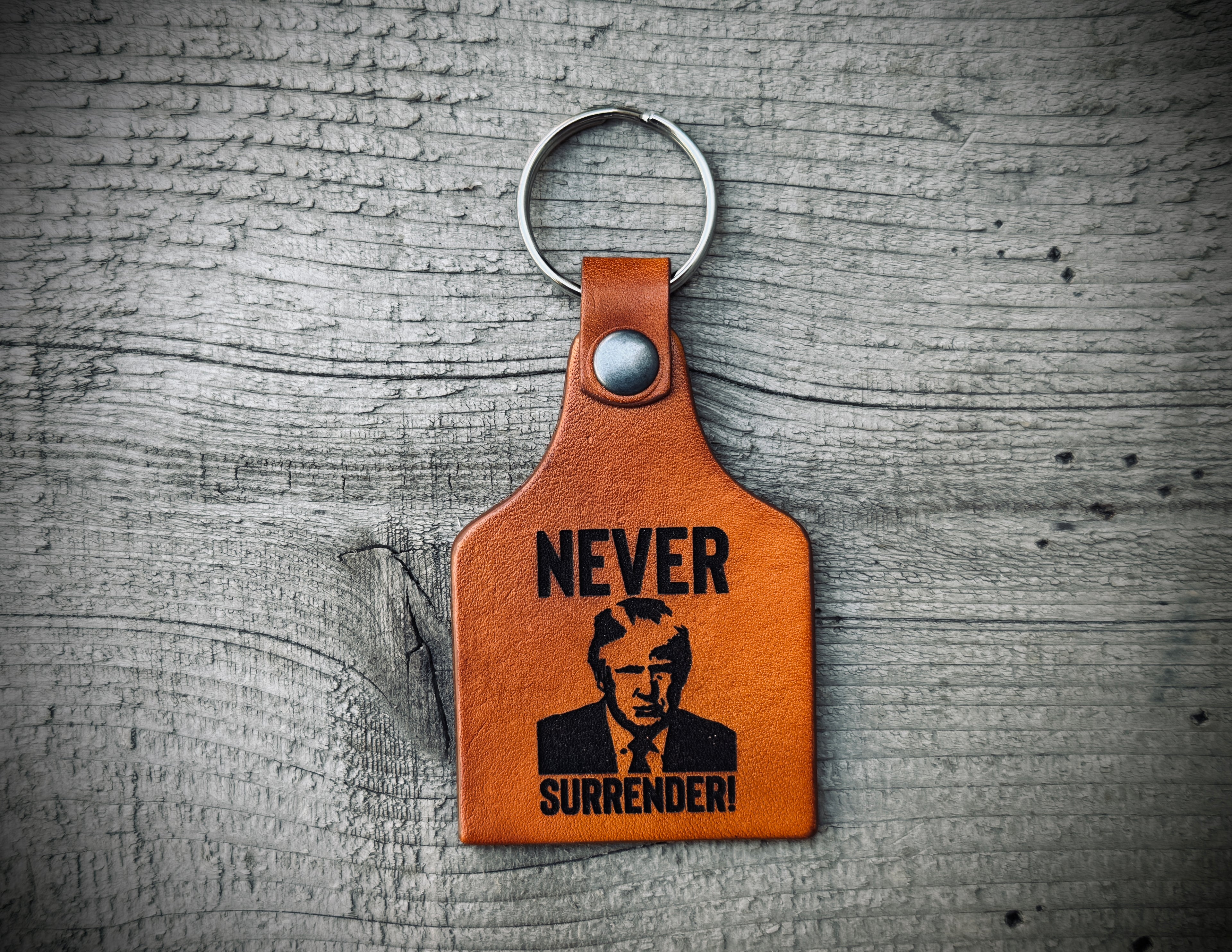 Never Surrender / 47 Leather Key Chain - double side
