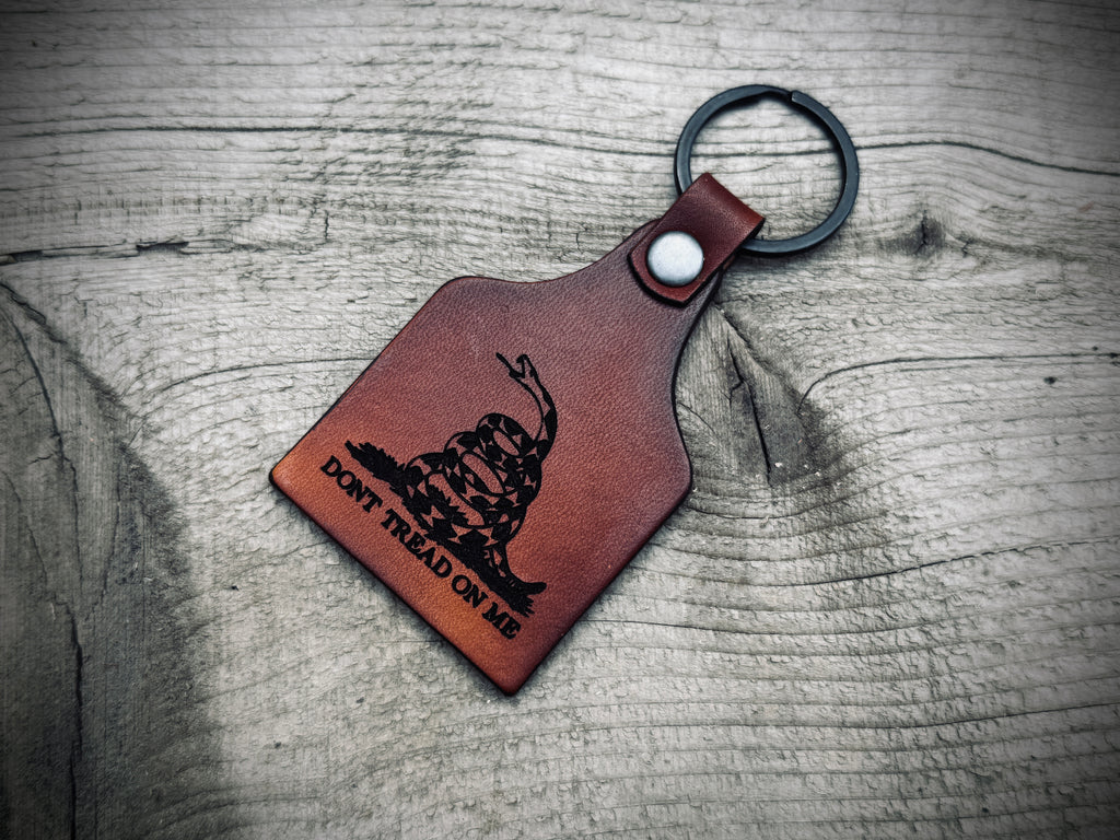 Don't tread on Me engraved leather key chain