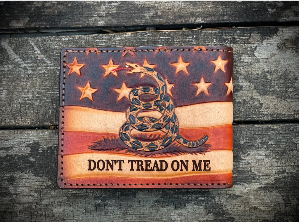 Patriot Bifold / Eagle / We the People / Don't tread on me / American Flag hand tooled / handmade premium leather wallet