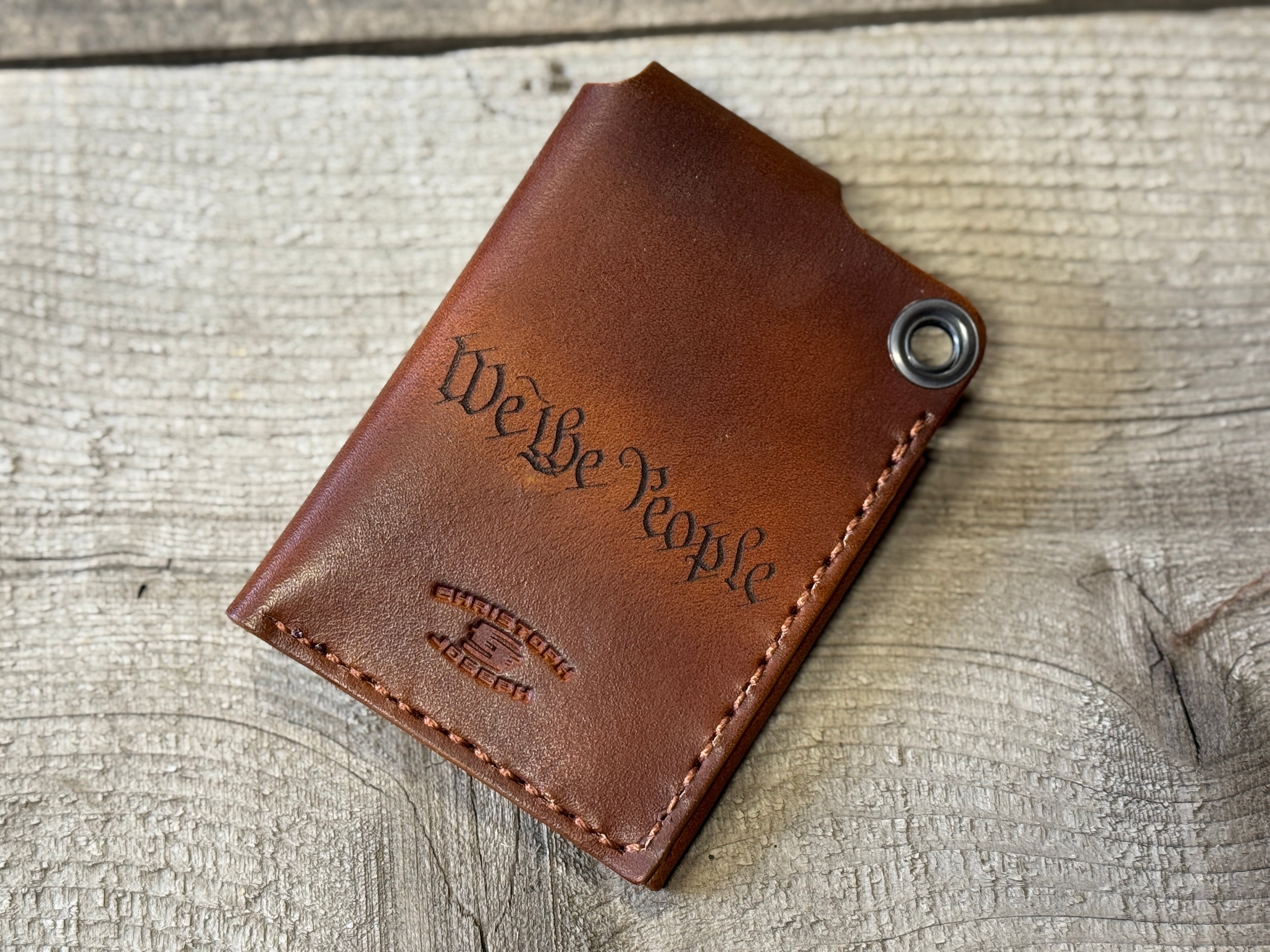 Patriot Gear - DTOM Laser Engraved Minimalist credit card leather wallet - front or back pocket / made in USA