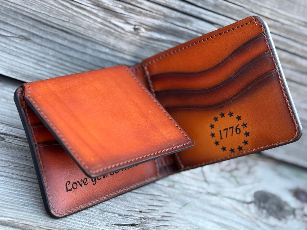 Patriot Bifold / Eagle / We the People / Don't tread on me / American Flag hand tooled / handmade premium leather wallet