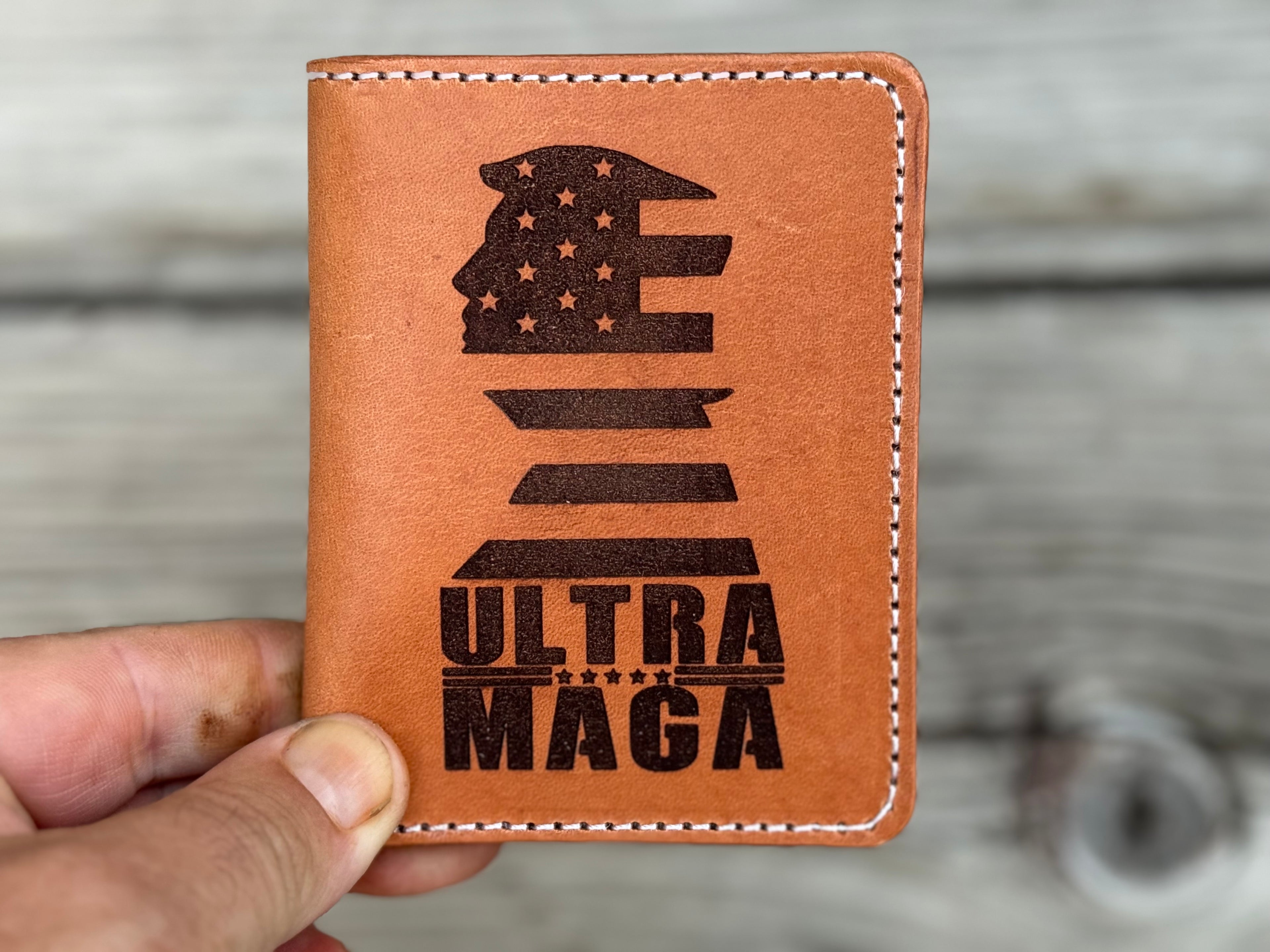 Ultra MAGA - Trump American Flag Silhouette Compact Credit Card Wallet - Made in USA
