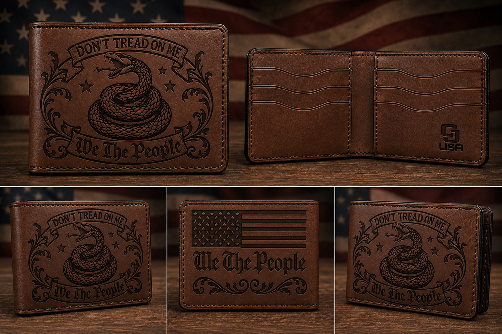 Don’t Tread on Me We the People Laser Engraved Leather Bifold Wallet