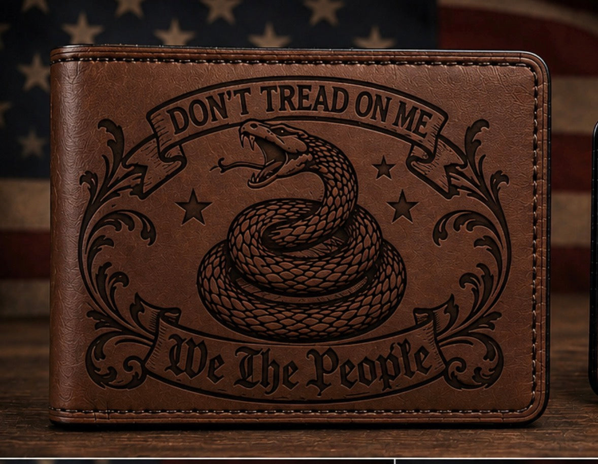 Don’t Tread on Me We the People Laser Engraved Leather Bifold Wallet