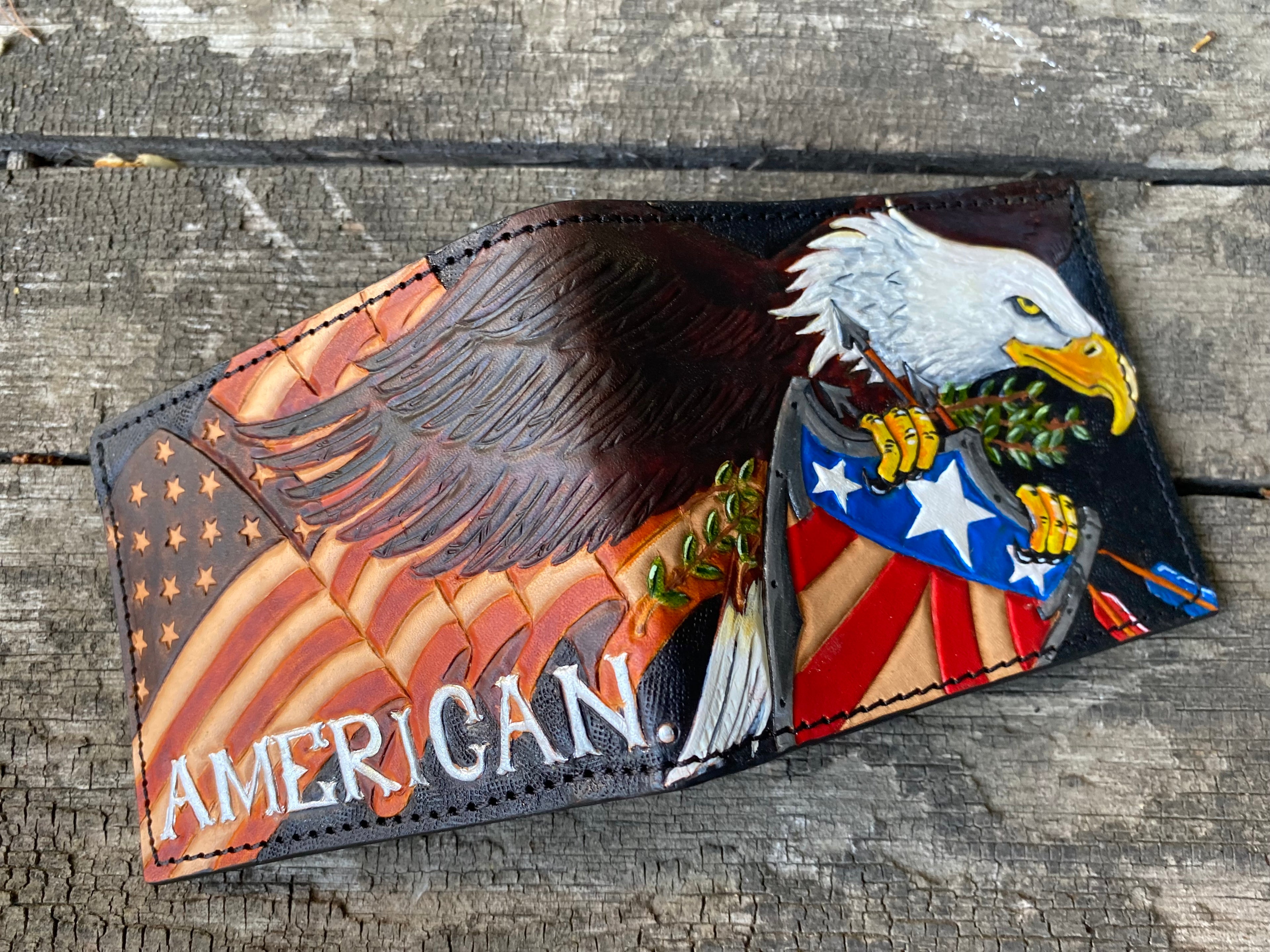 The American - Custom Hand Tooled Patriotic Themed Bifold Wallet
