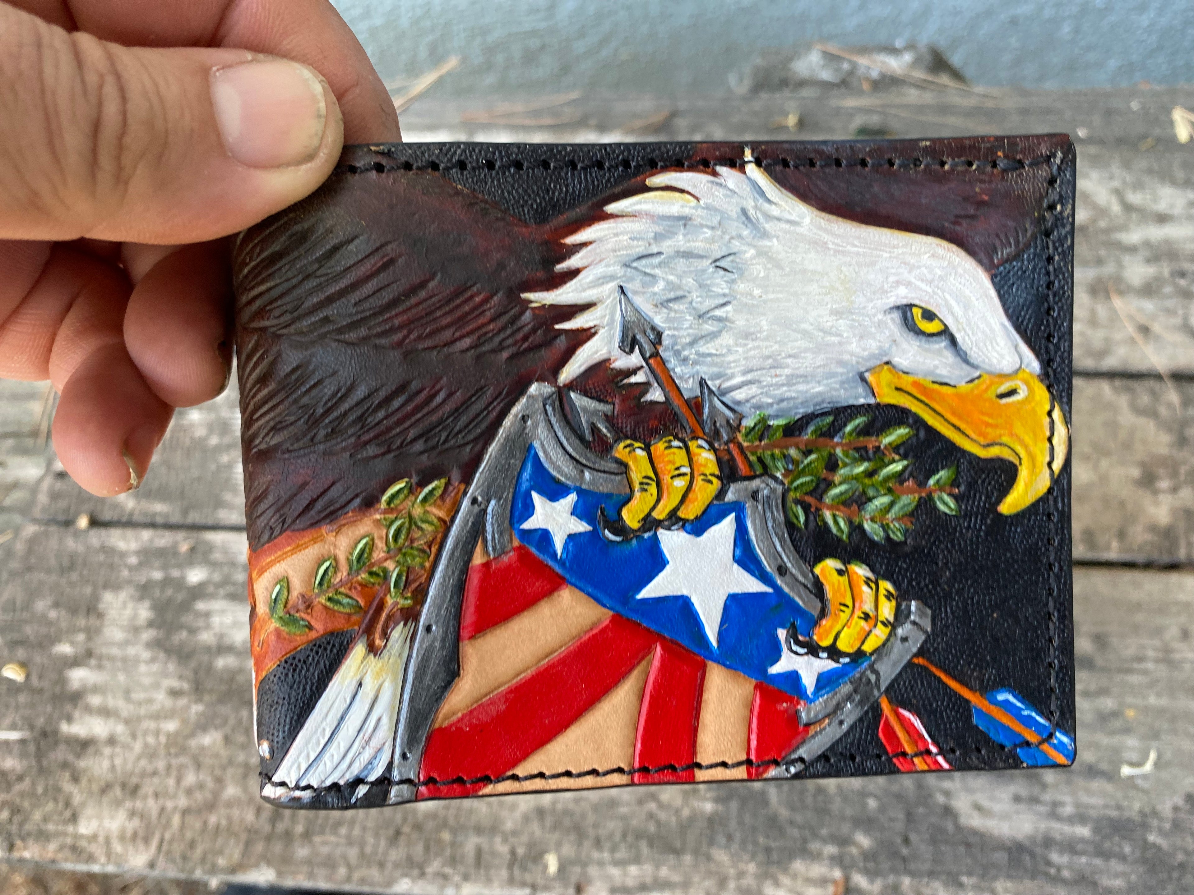 The American - Custom Hand Tooled Patriotic Themed Bifold Wallet