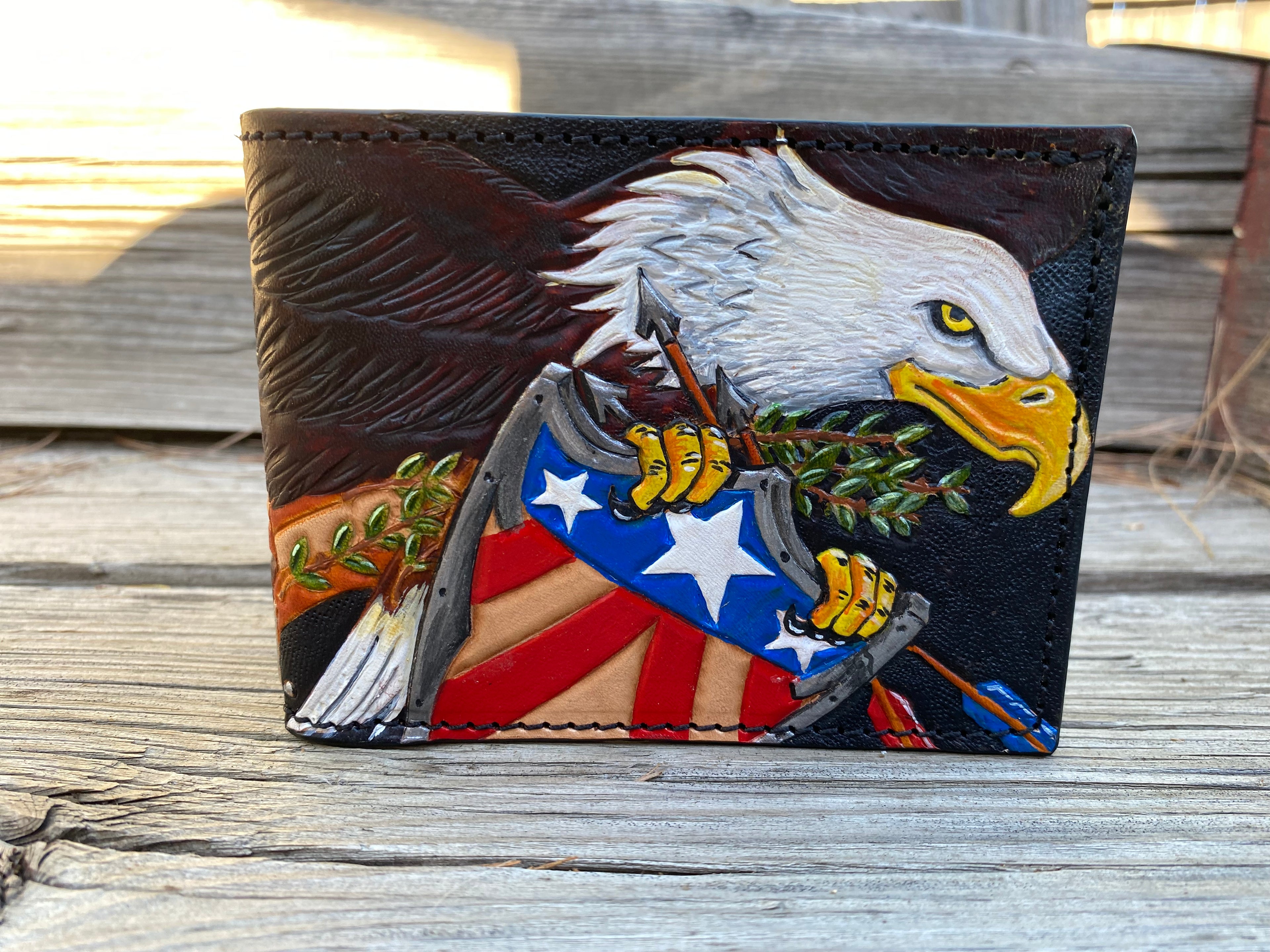 The American - Custom Hand Tooled Patriotic Themed Bifold Wallet