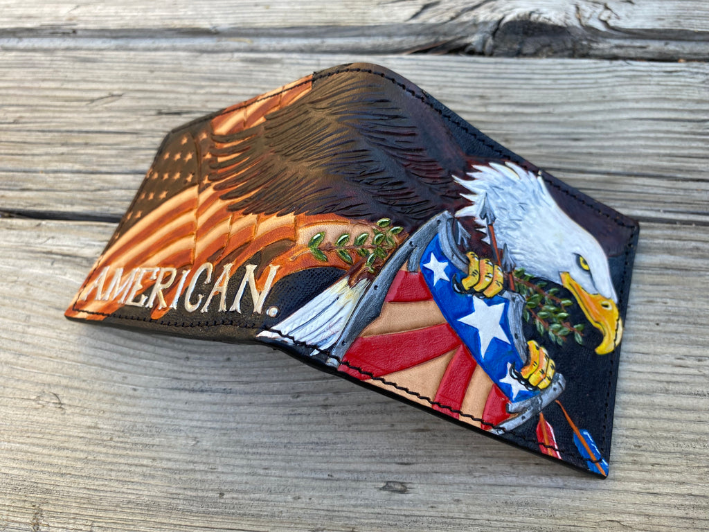 The American - Custom Hand Tooled Patriotic Themed Bifold Wallet