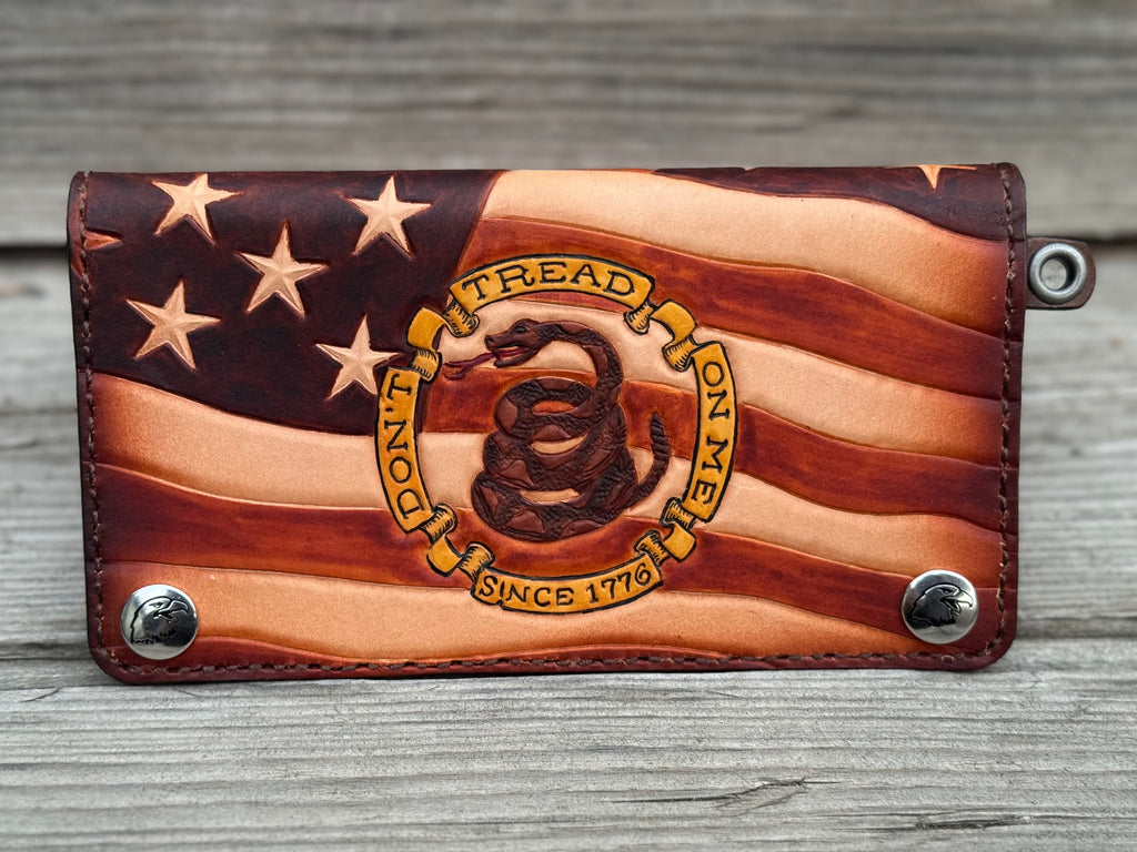 Don't Tread On Me / We the People Biker Long Wallet / With Snaps / Made in the USA