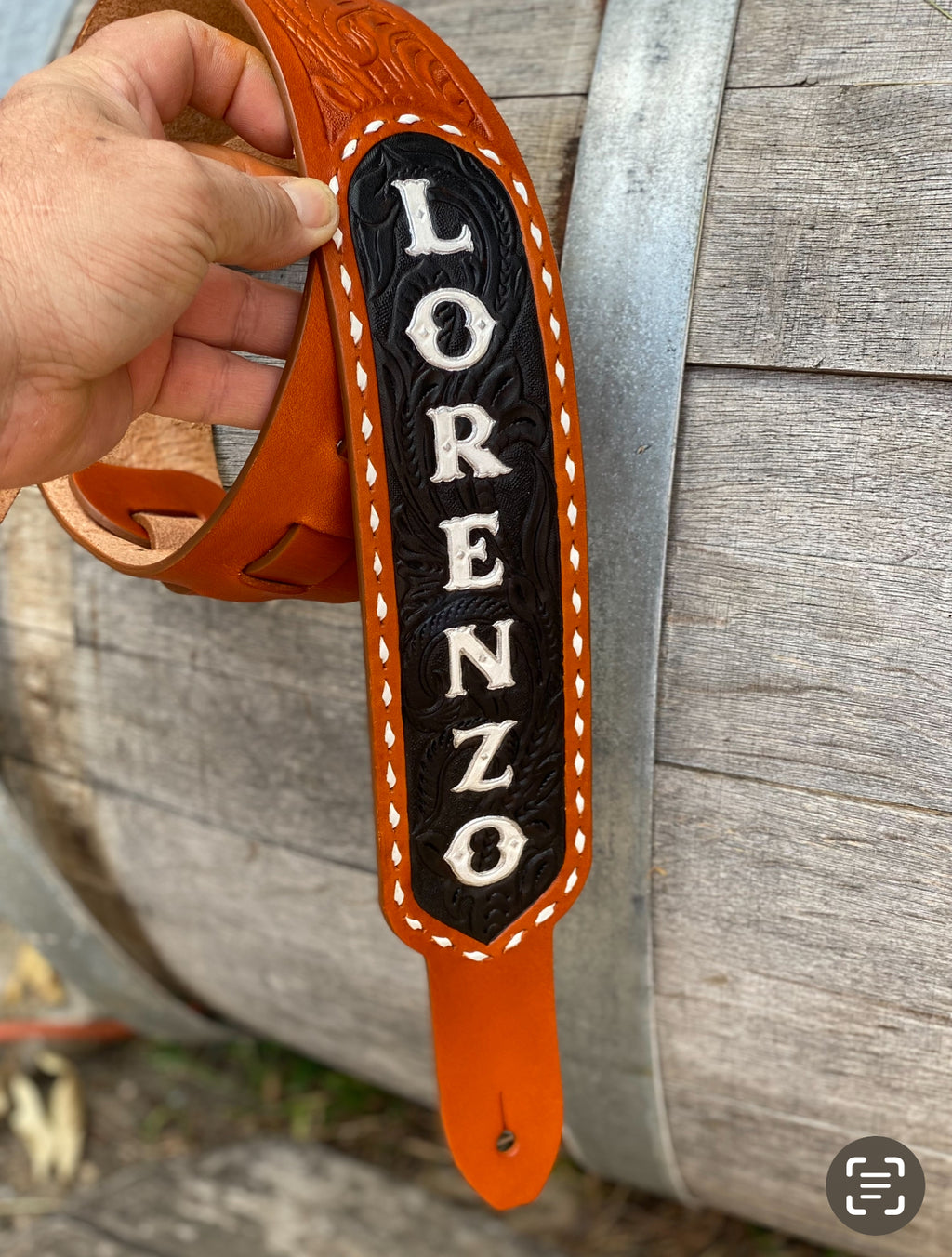 Merle Haggard Style Custom Tooled Western Flare Guitar Strap- Made in the USA