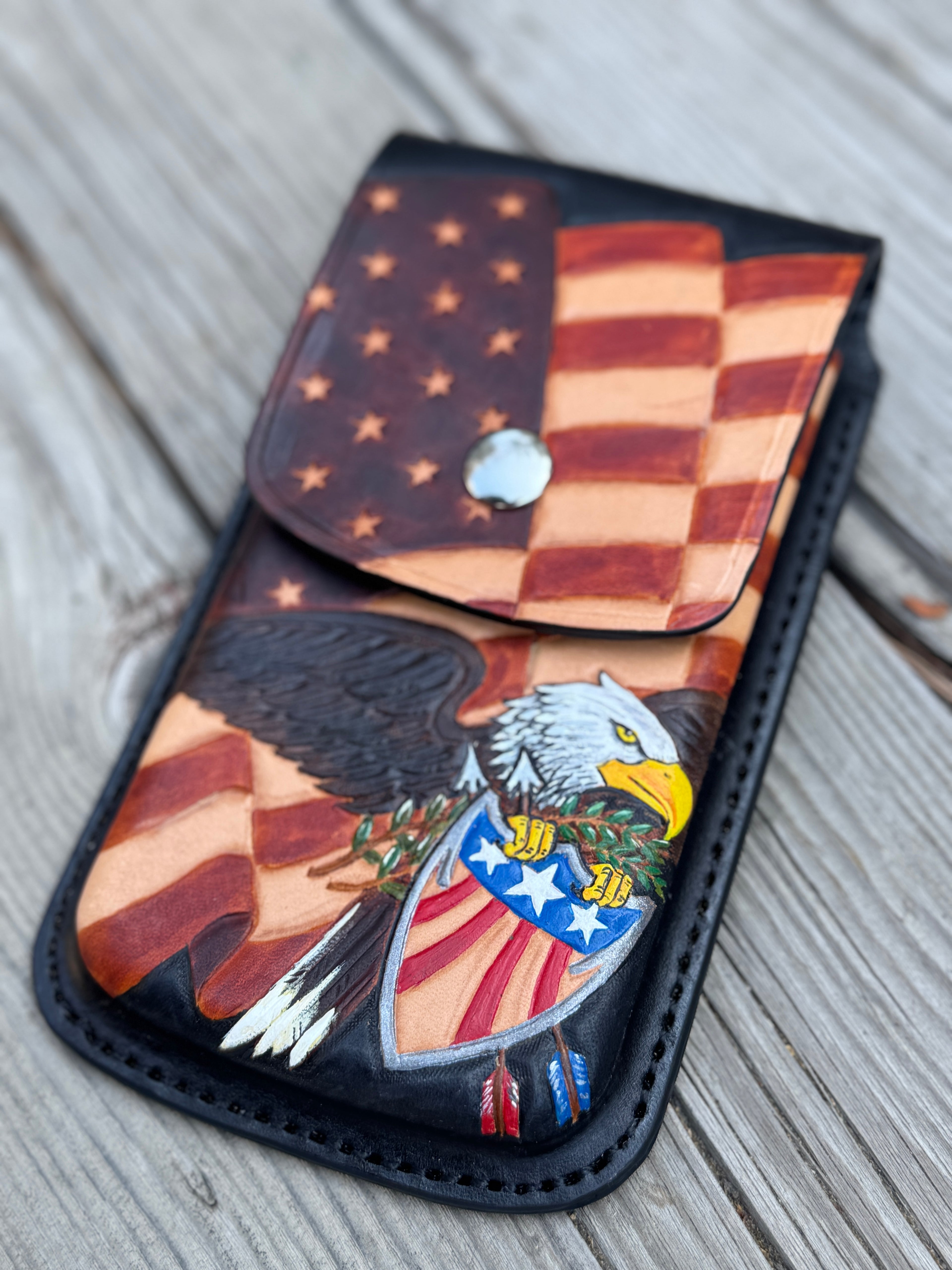 American Pride - Cell Phone Holster - Hand Tooled/ Molded - Crafted in America