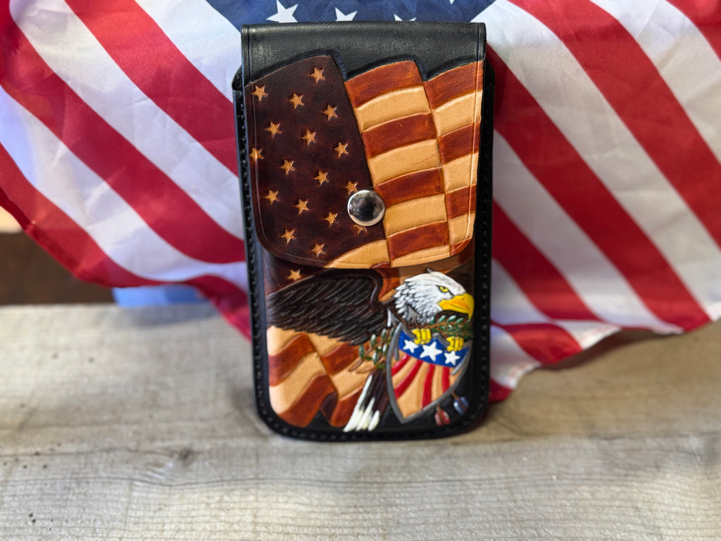 American Pride - Cell Phone Holster - Hand Tooled/ Molded - Crafted in America