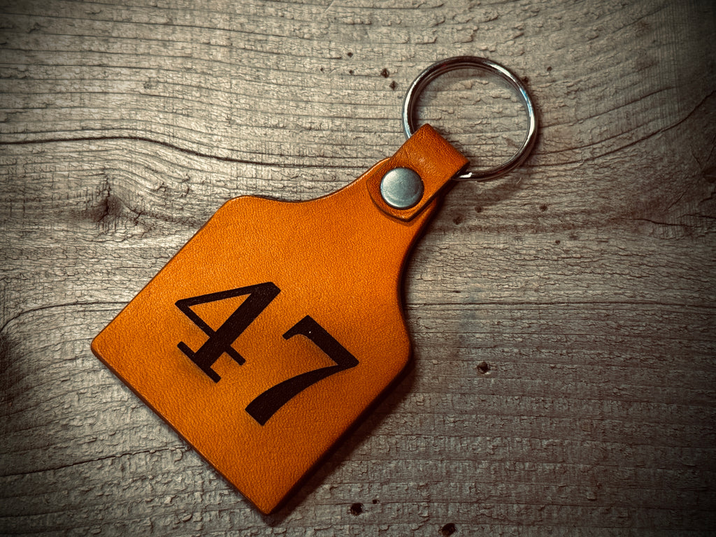 Trump 2027 / 47 -Double Sided Leather Key Chain / Key Ring / Cow-tag Fob