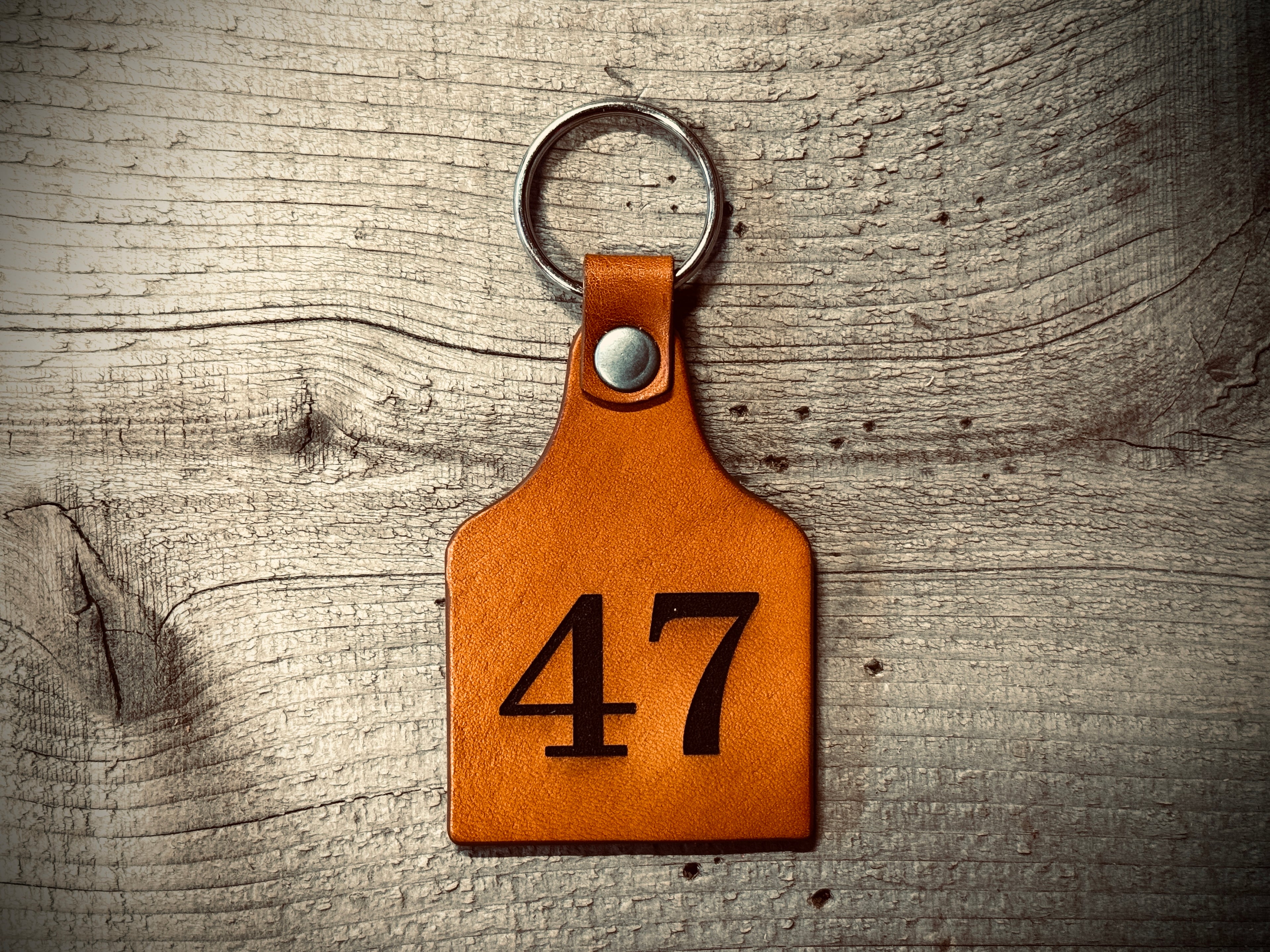 Trump 2027 / 47 -Double Sided Leather Key Chain / Key Ring / Cow-tag Fob