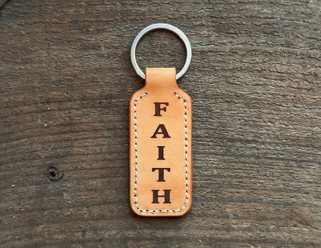 Handmade Italian Leather Faith Keychain | King Jesus Cross | Christian Gift