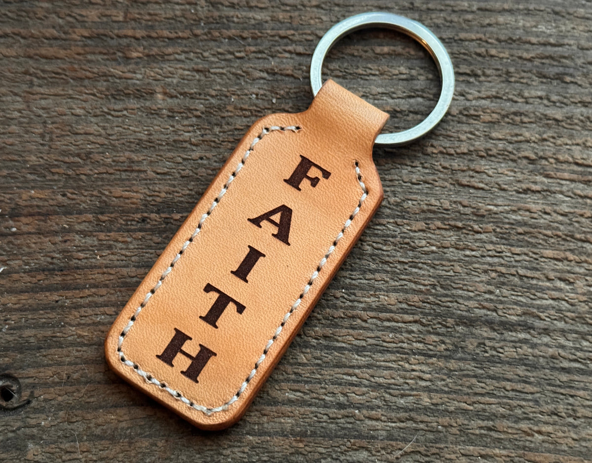 Handmade Italian Leather Faith Keychain | King Jesus Cross | Christian Gift
