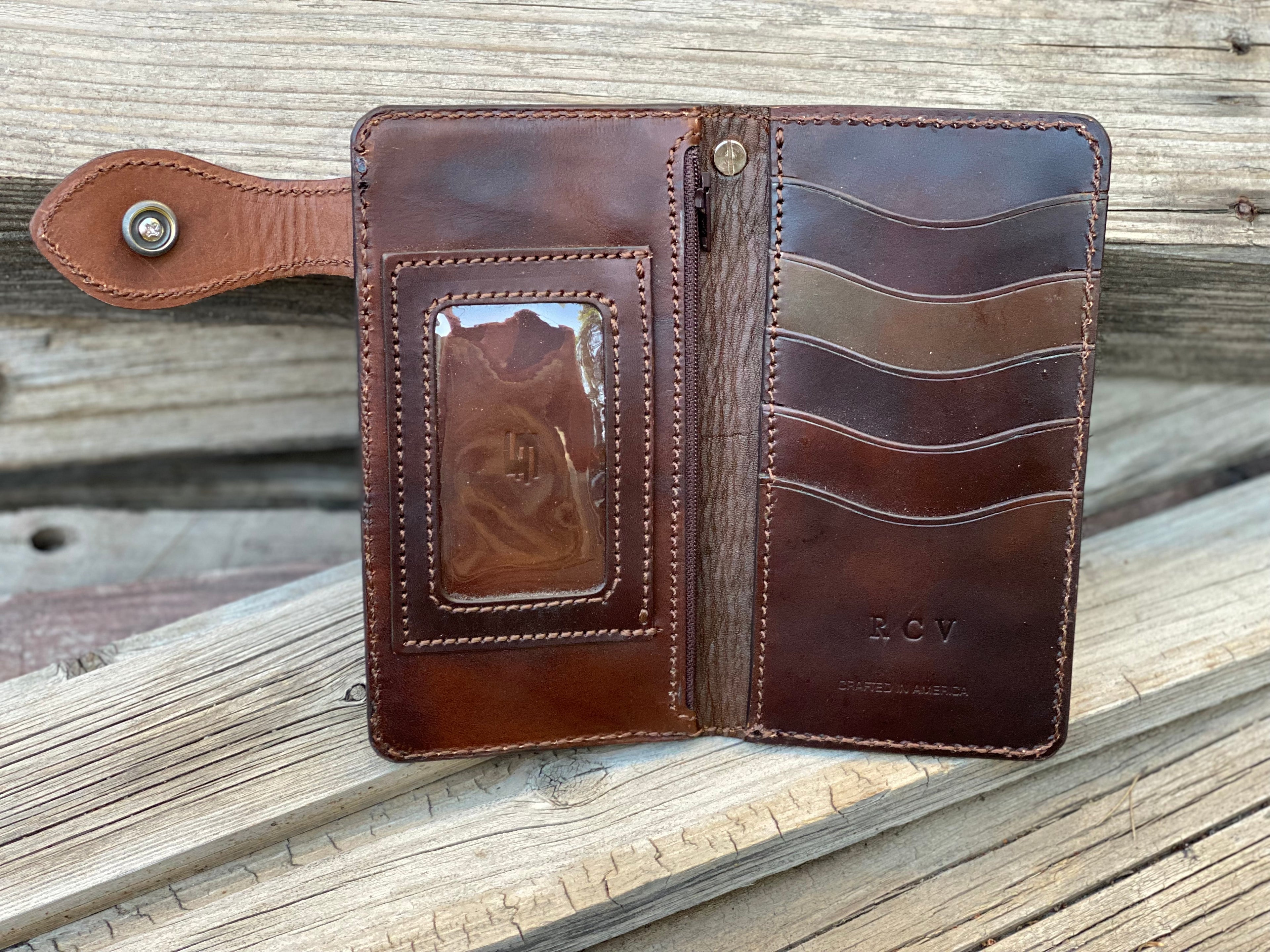 Patriot Biker Delux - Don't Tread on Me / We the People Hand Tooled Long Wallet / Made In USA