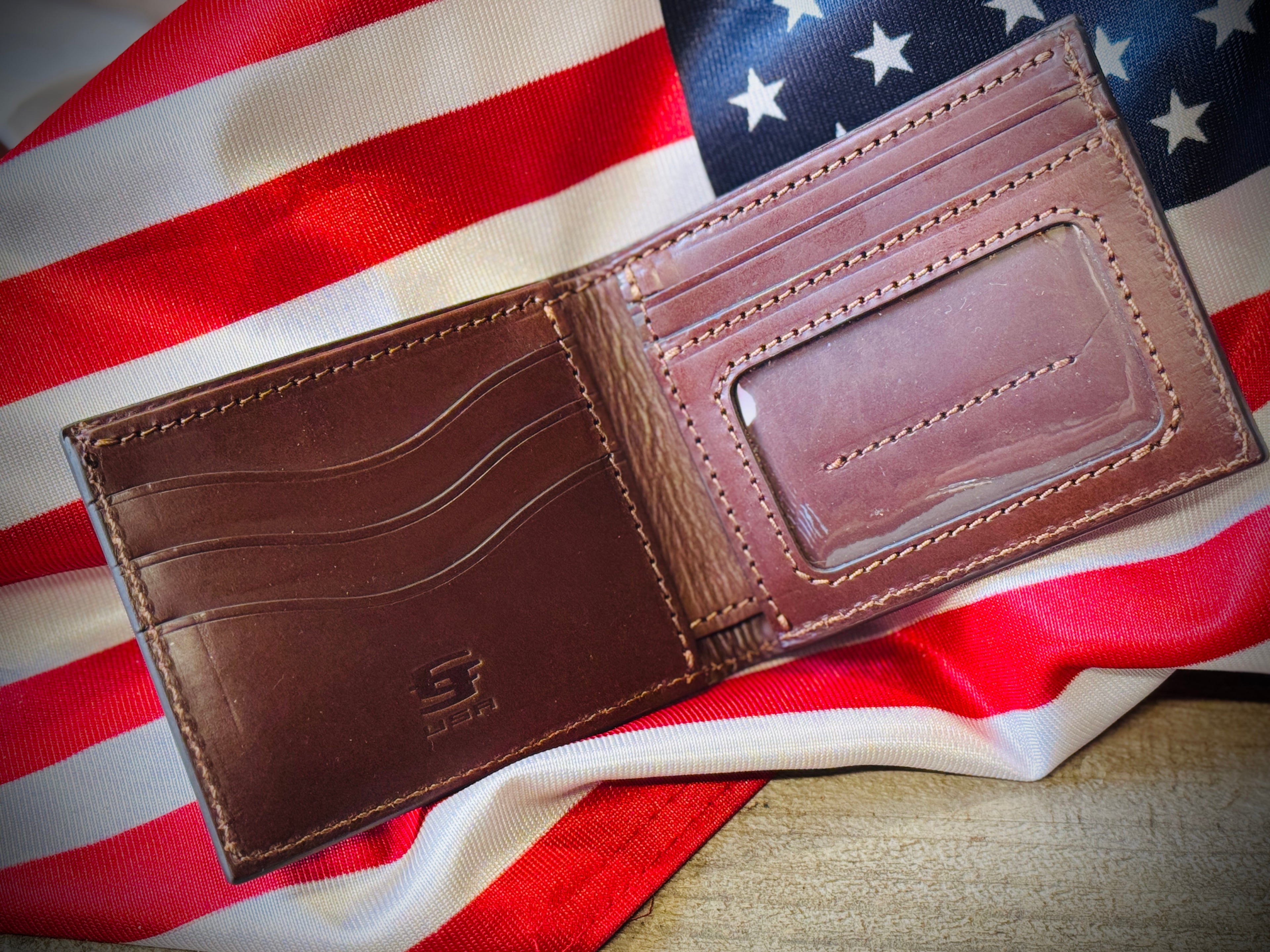 Texas Lineman Wallet - Custom Hand tooled Premium Bifold - Made in USA