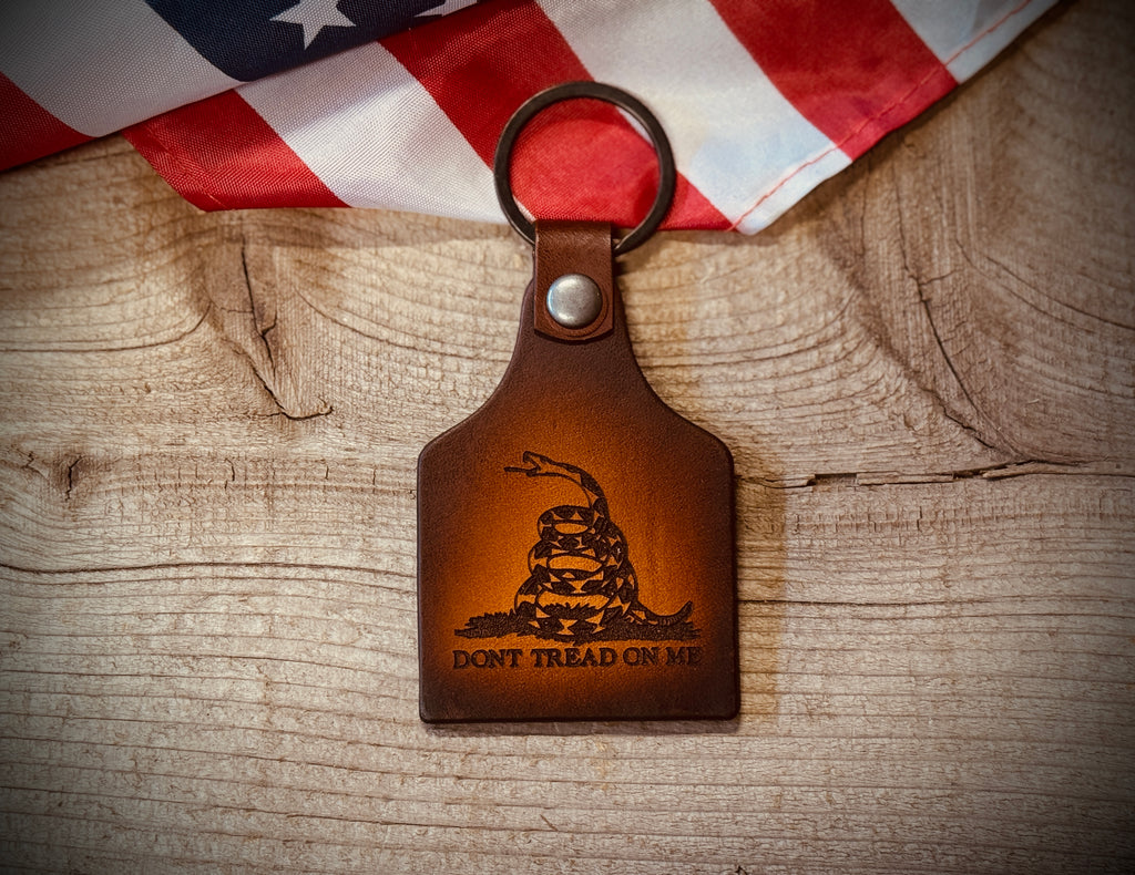 Don't tread on Me engraved leather key chain