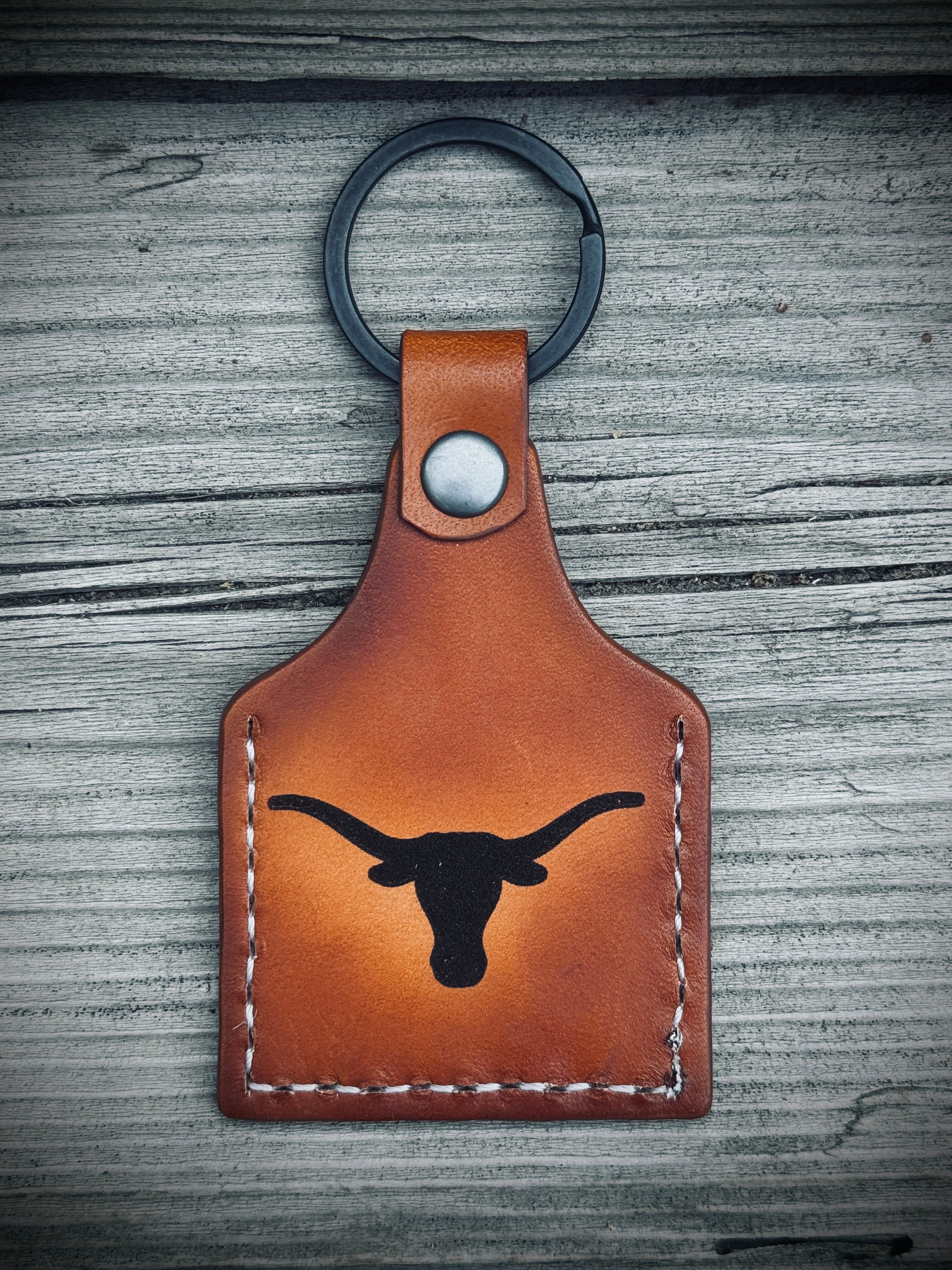 Texas Pride Deluxe - Laser Engraved Double Sided / Stitched Leather Key Chain