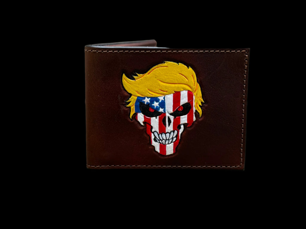 Trumpisher - Hand tooled and colored custom wallet extraordinaire