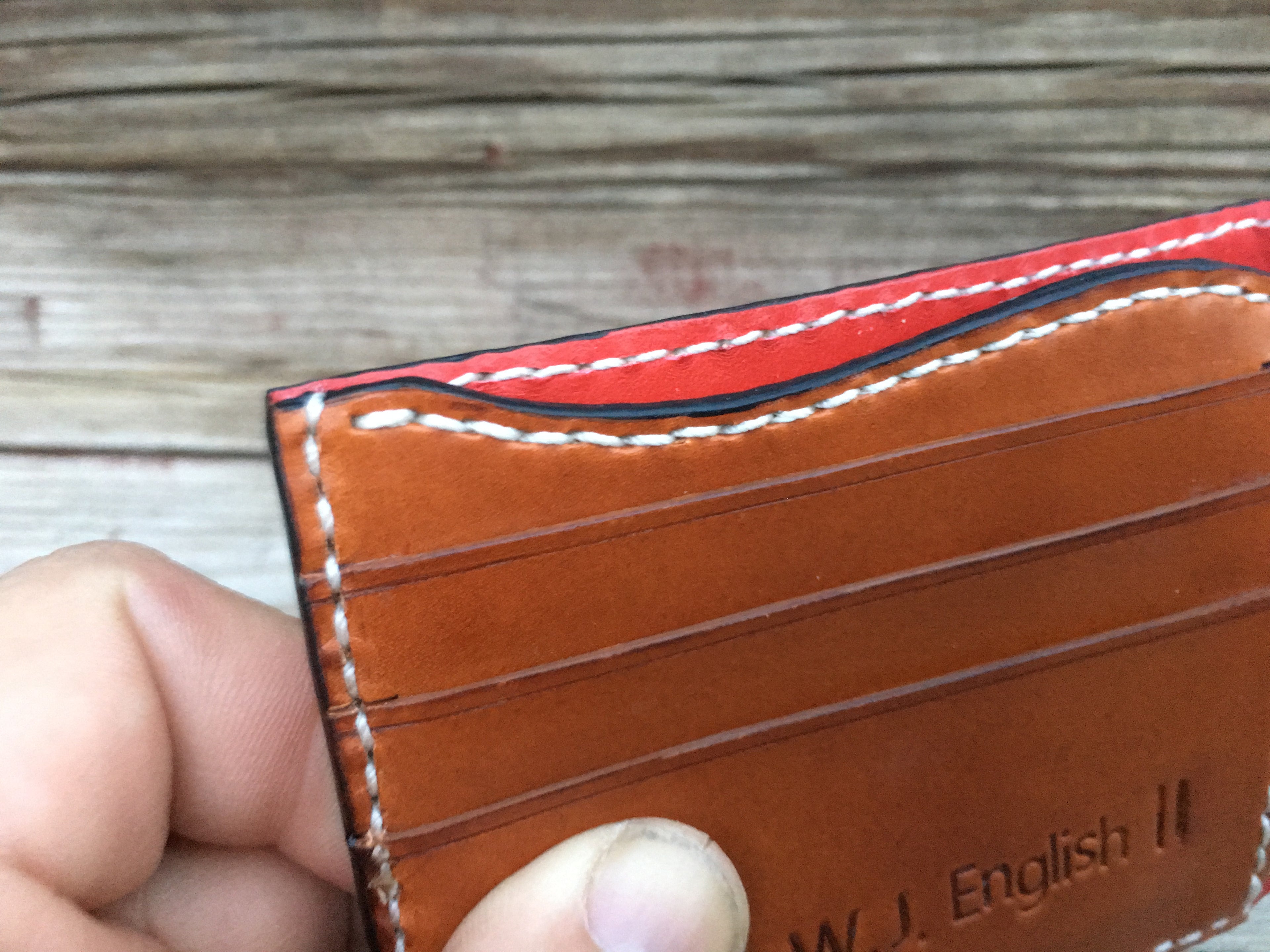 Military Branch Bifold Wallet - Wavy Hand tooled American Flag Background - Made in USA