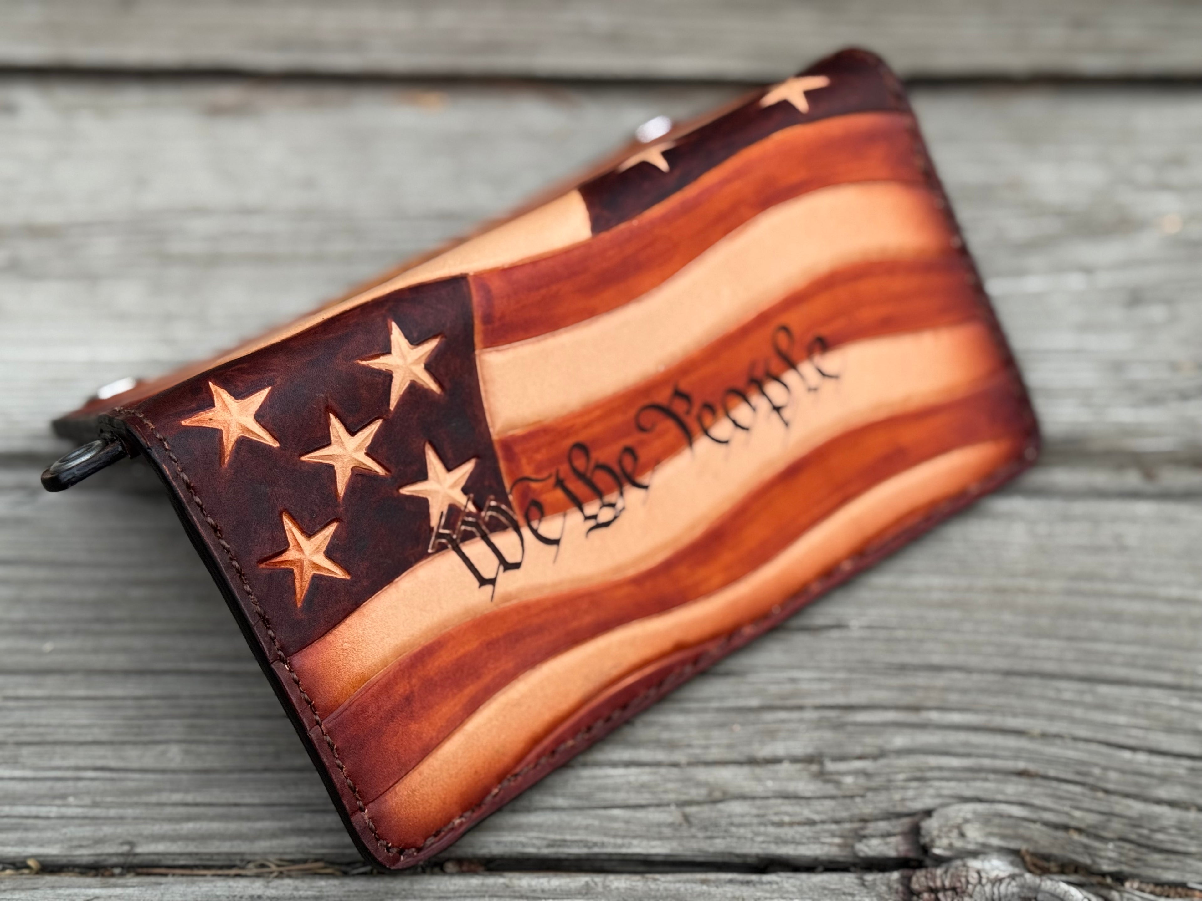 Don't Tread On Me / We the People Biker Long Wallet / With Snaps / Made in the USA