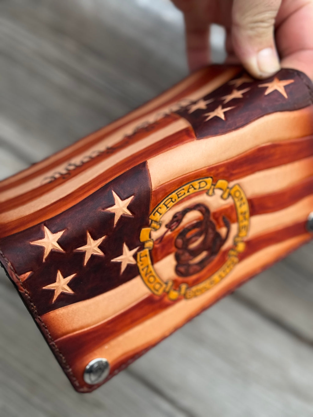 Don't Tread On Me / We the People Biker Long Wallet / With Snaps / Made in the USA