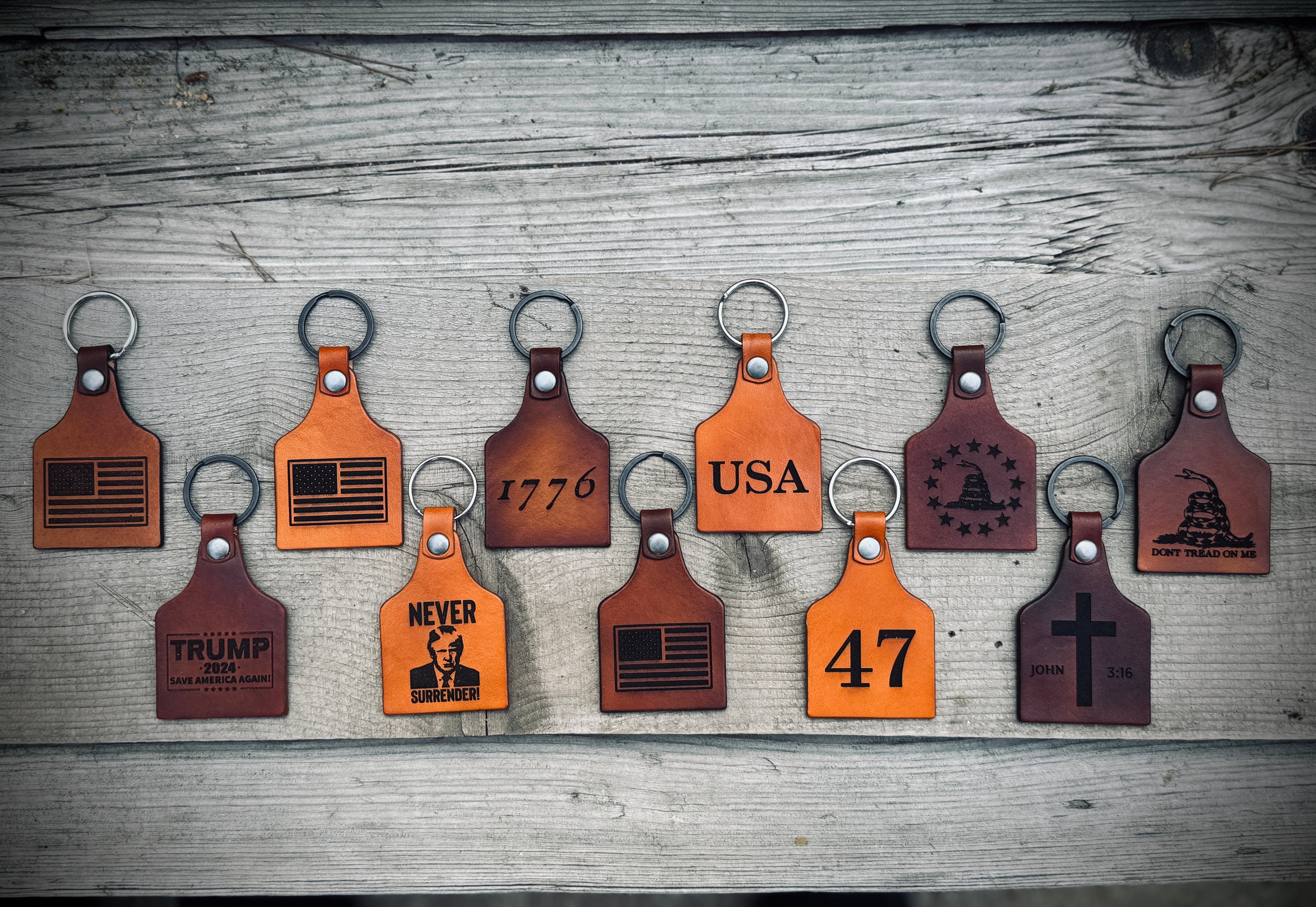 DTOM 1776 - Patriot Gear Laser Engraved Leather Key Ring