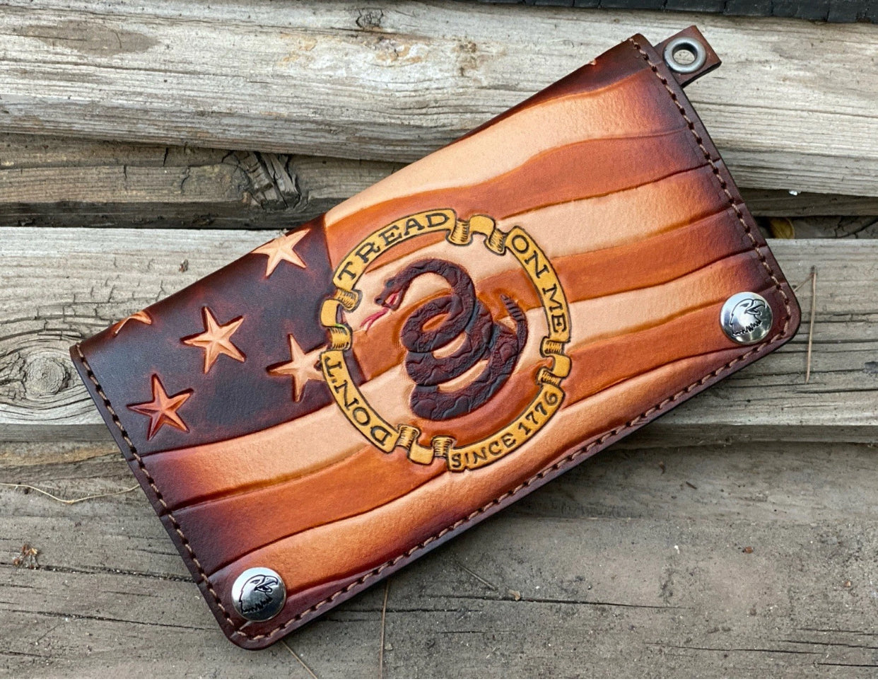 Don't Tread On Me / We the People Biker Long Wallet / With Snaps / Made in the USA