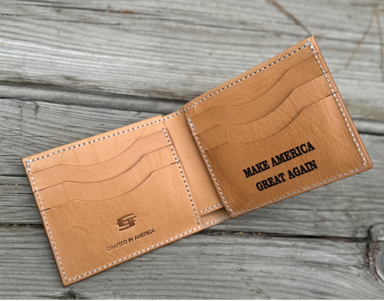 Never Surrender - Trump Butler PA Engraved Silhouette - Handmade Premium Bifold Wallet