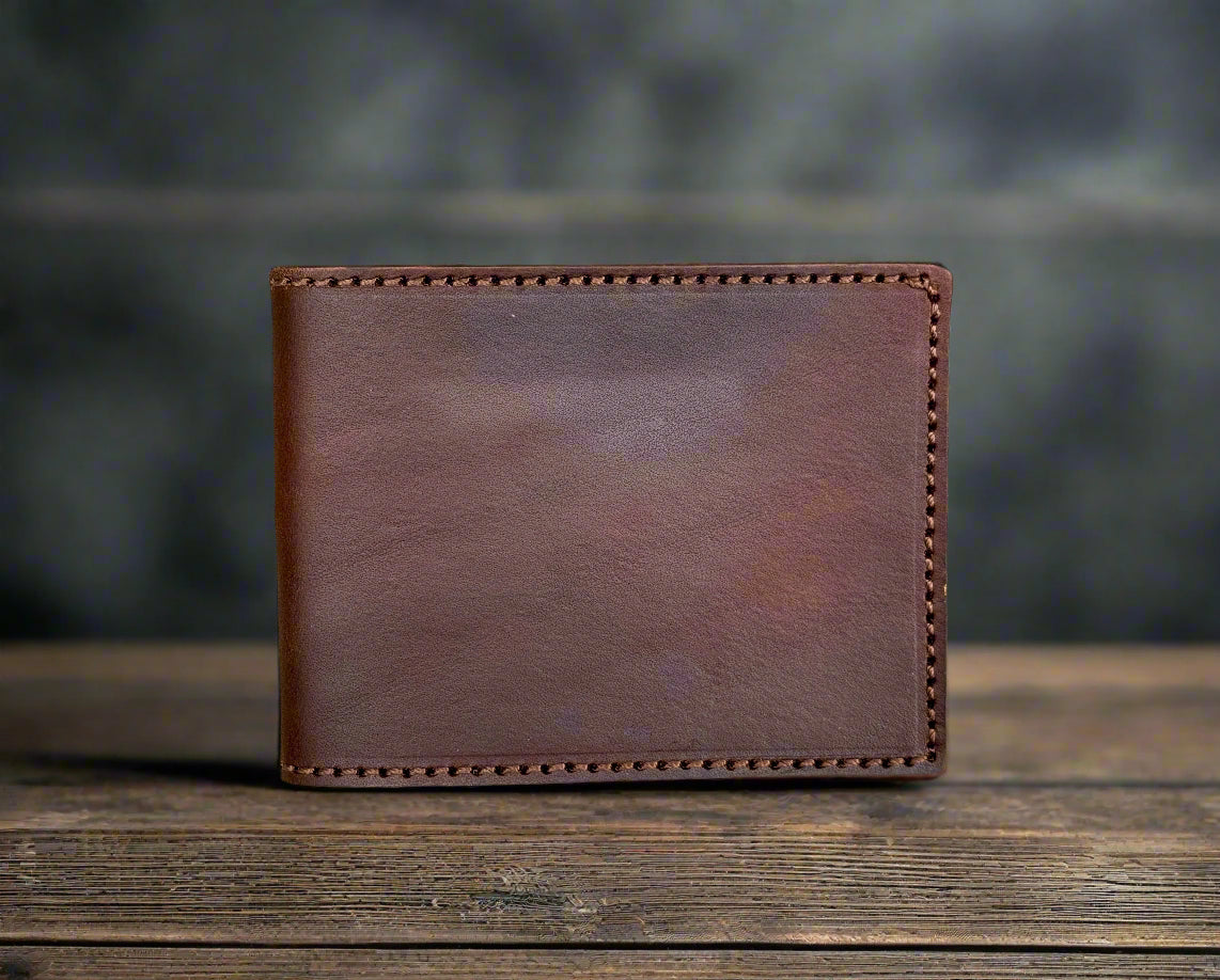 Russet Richie -Classic Bifold Wallet- Clean and Classy Premium Veg Tanned Leather Bifold - Handmade