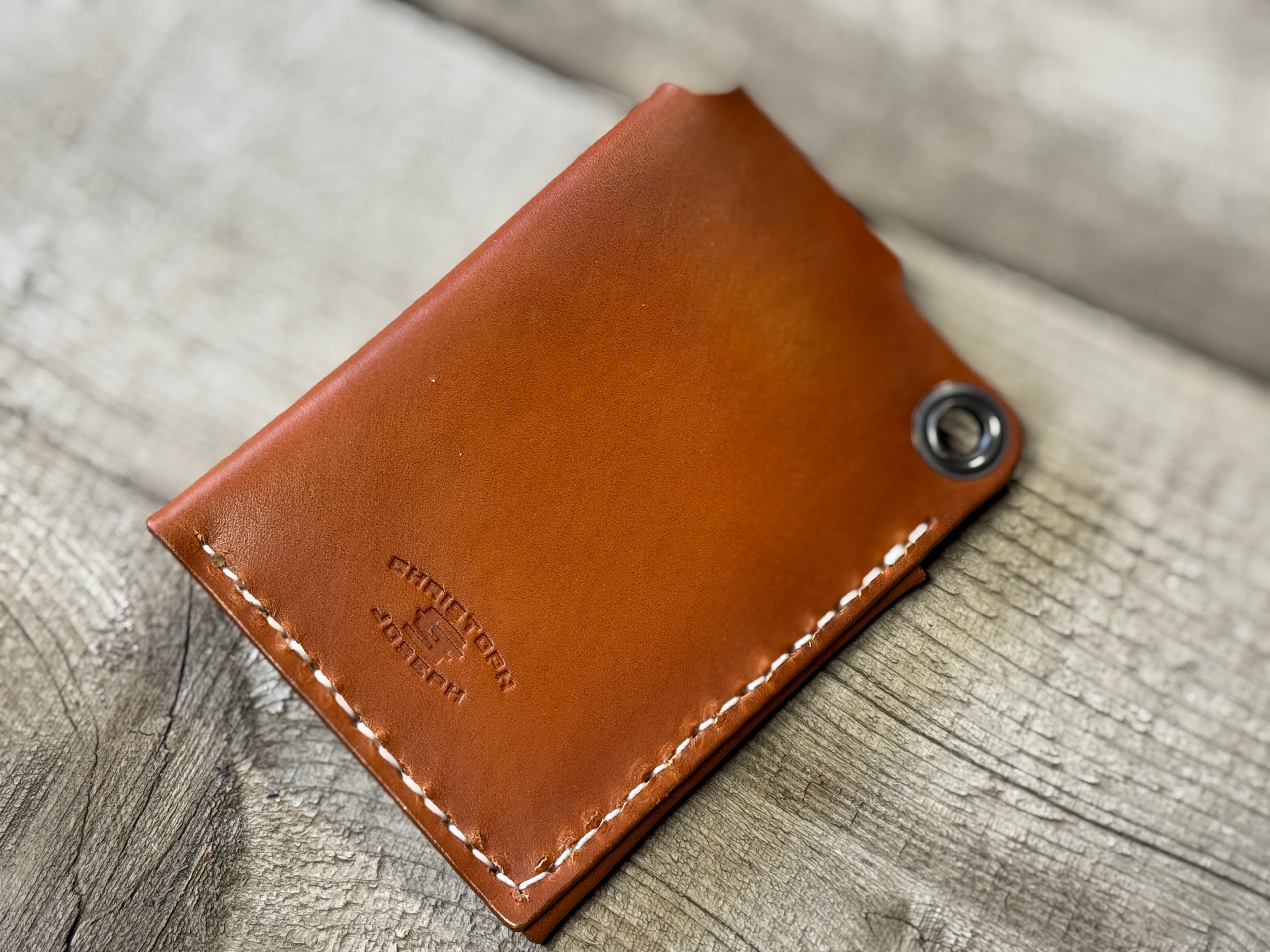 Never Surrender - Engraved Minimalist Leather Credit Card Holder