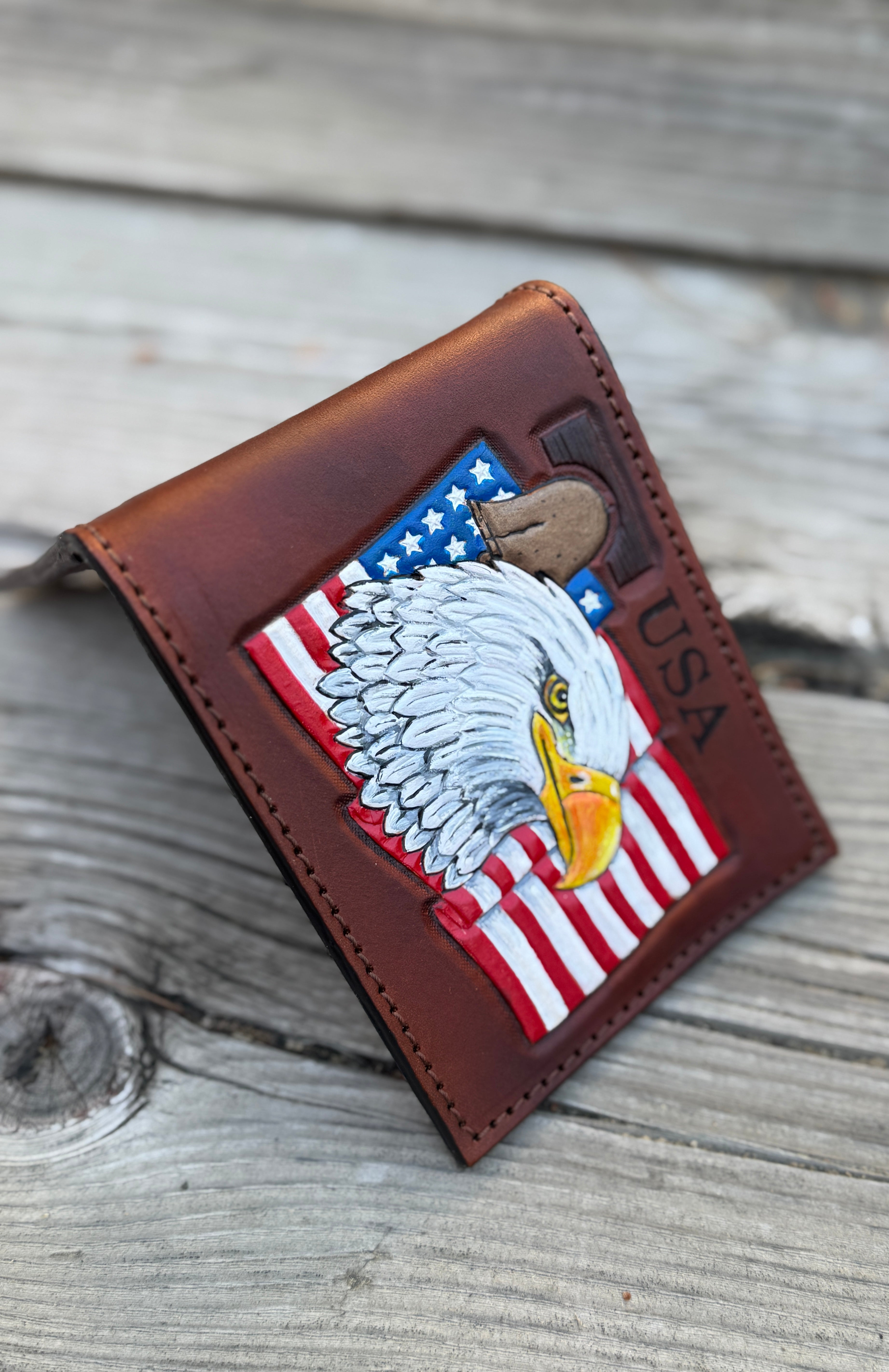 Liberty Eagle Wallet - Hand Tooled and Made in the USA