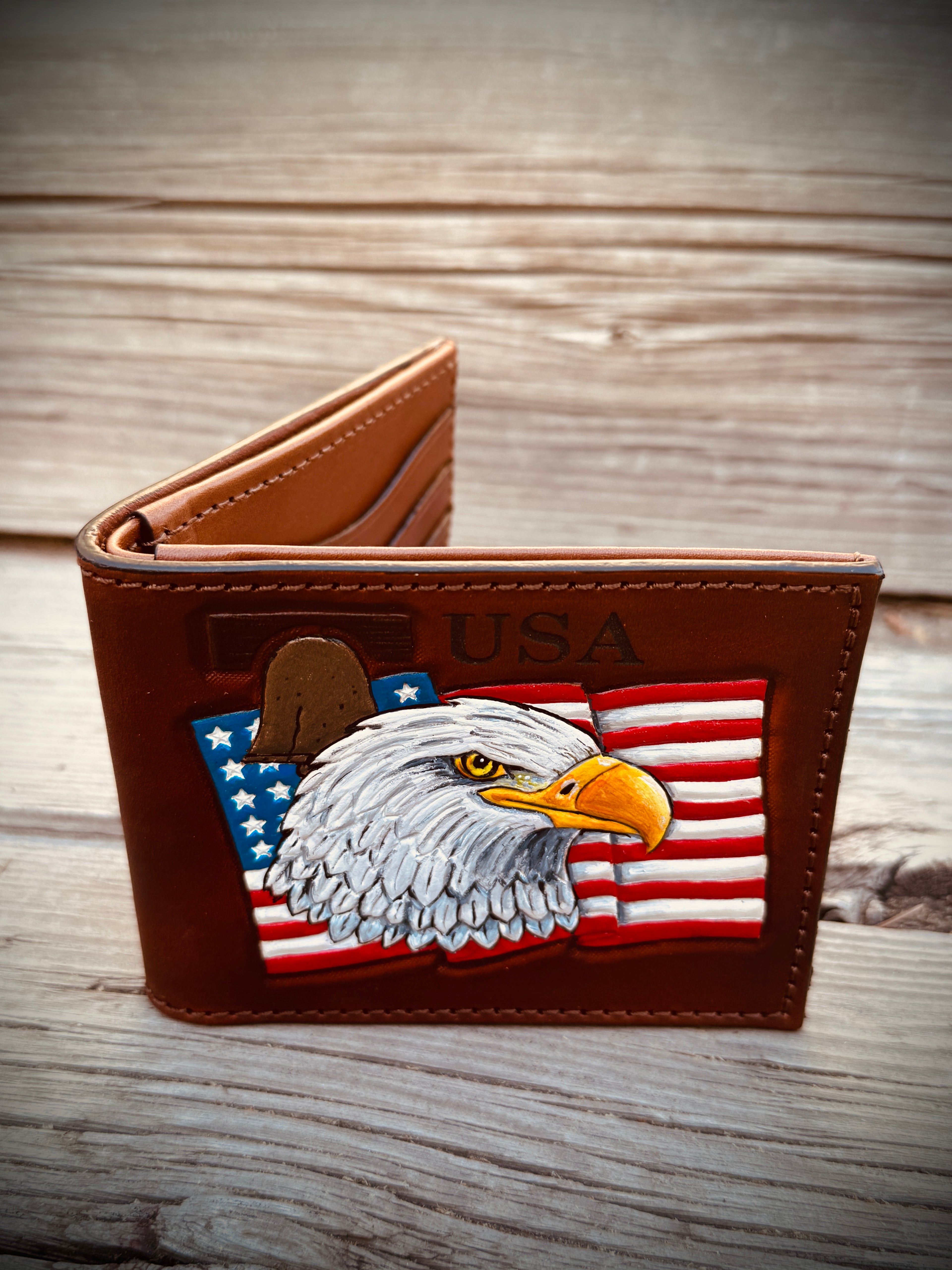 Liberty Eagle Wallet - Hand Tooled and Made in the USA
