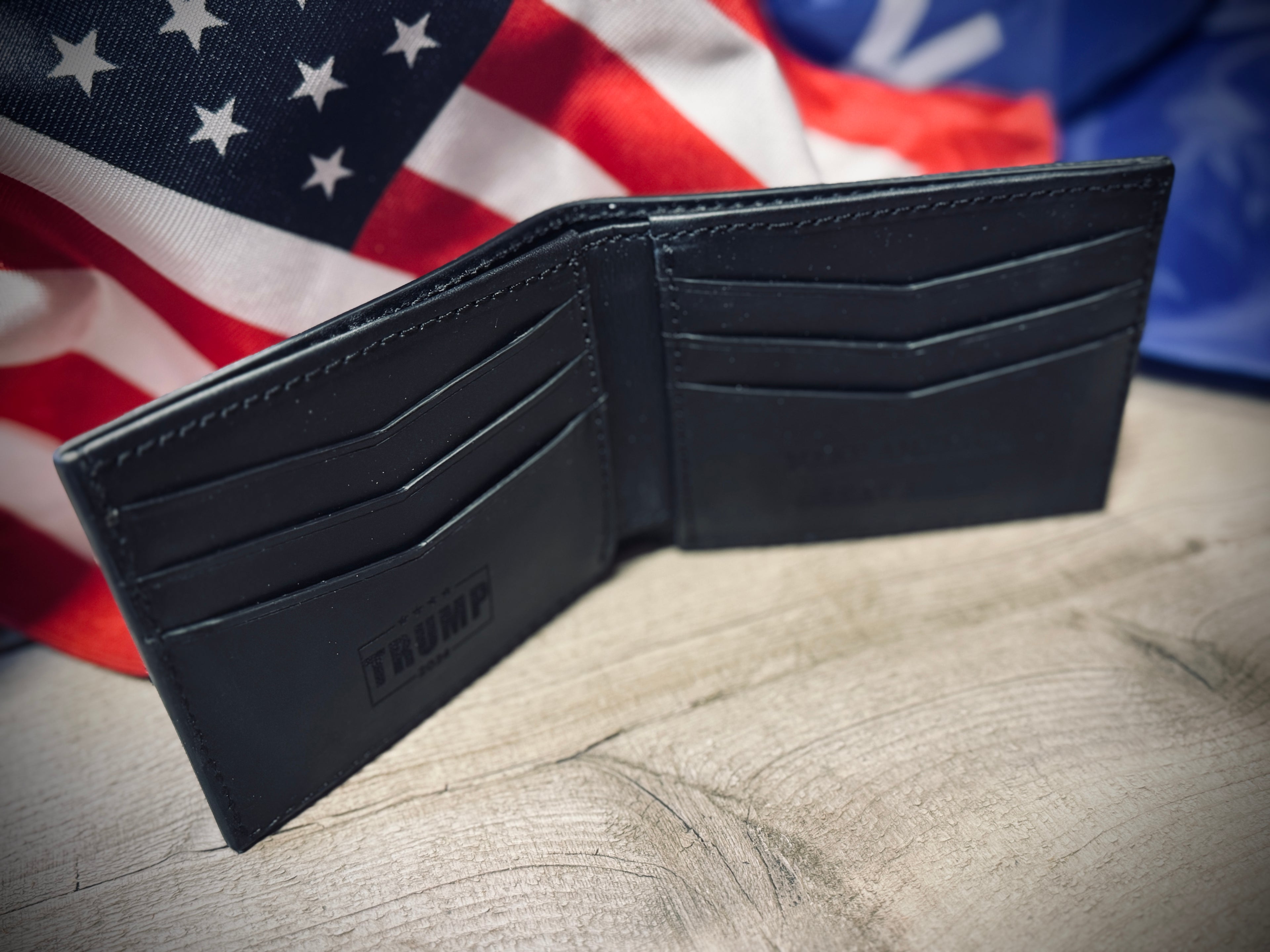 American Colonial Heritage Three Percenter Hand Tooled Black Leather Wallet