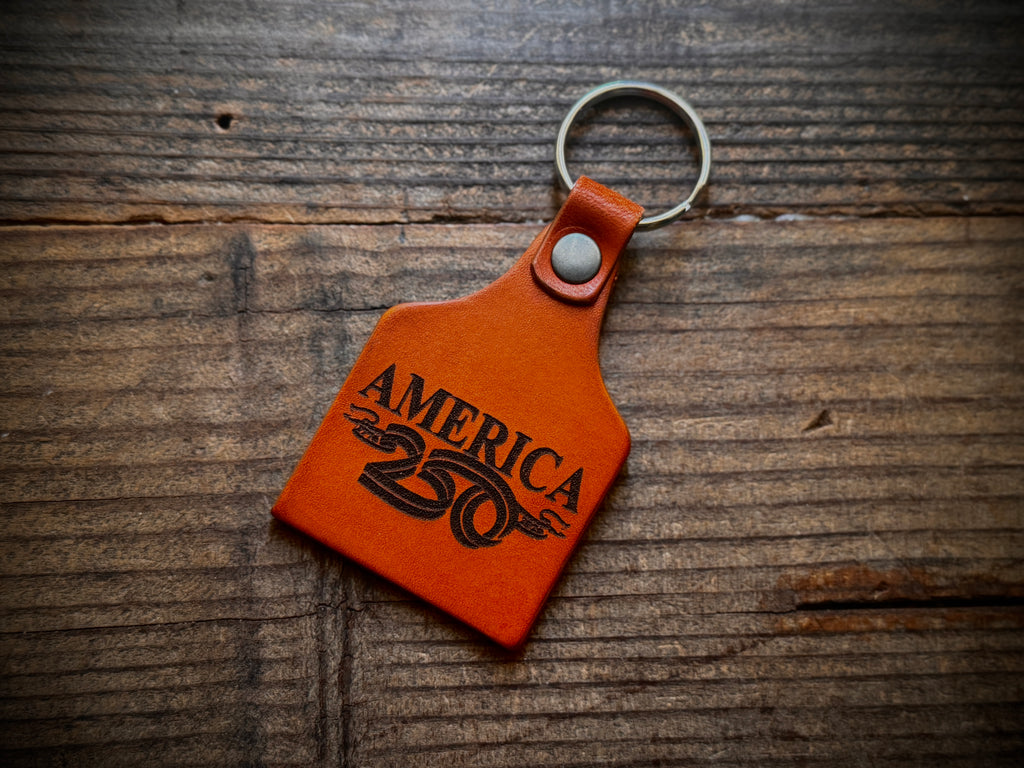 America 250 Leather Key Ring – Laser Engraved Patriotic Keychain