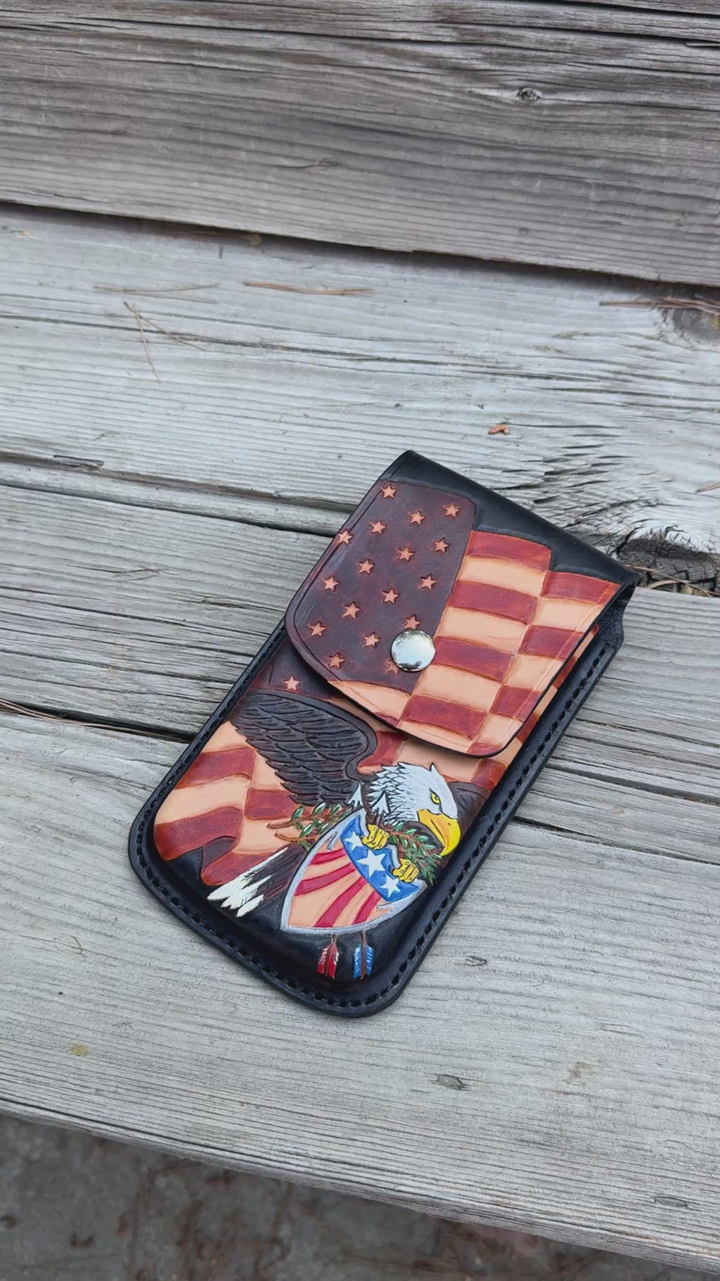 American Pride - Cell Phone Holster - Hand Tooled/ Molded - Crafted in America